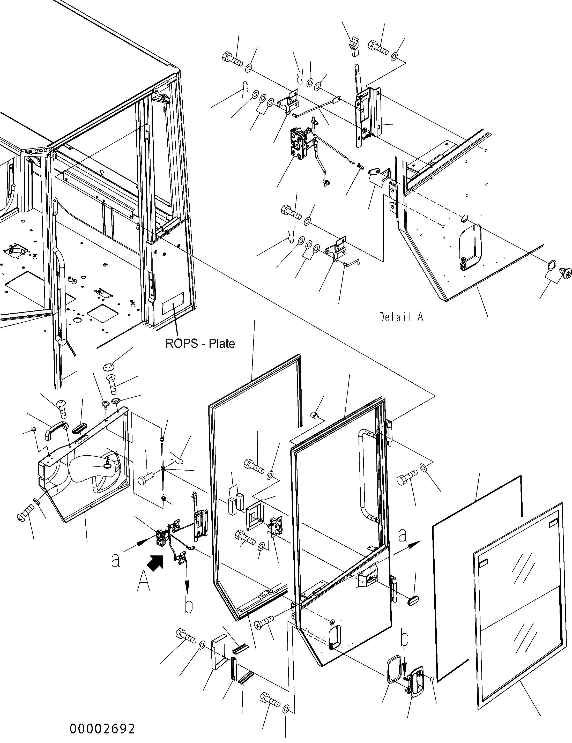 Схема запчастей Komatsu WA250-5 - КАБИНА ROPS (ДВЕРЬ LHS) (ROPS MODEL NO: VBIA-R) K OPERATORґS ОБСТАНОВКА И СИСТЕМА УПРАВЛЕНИЯ