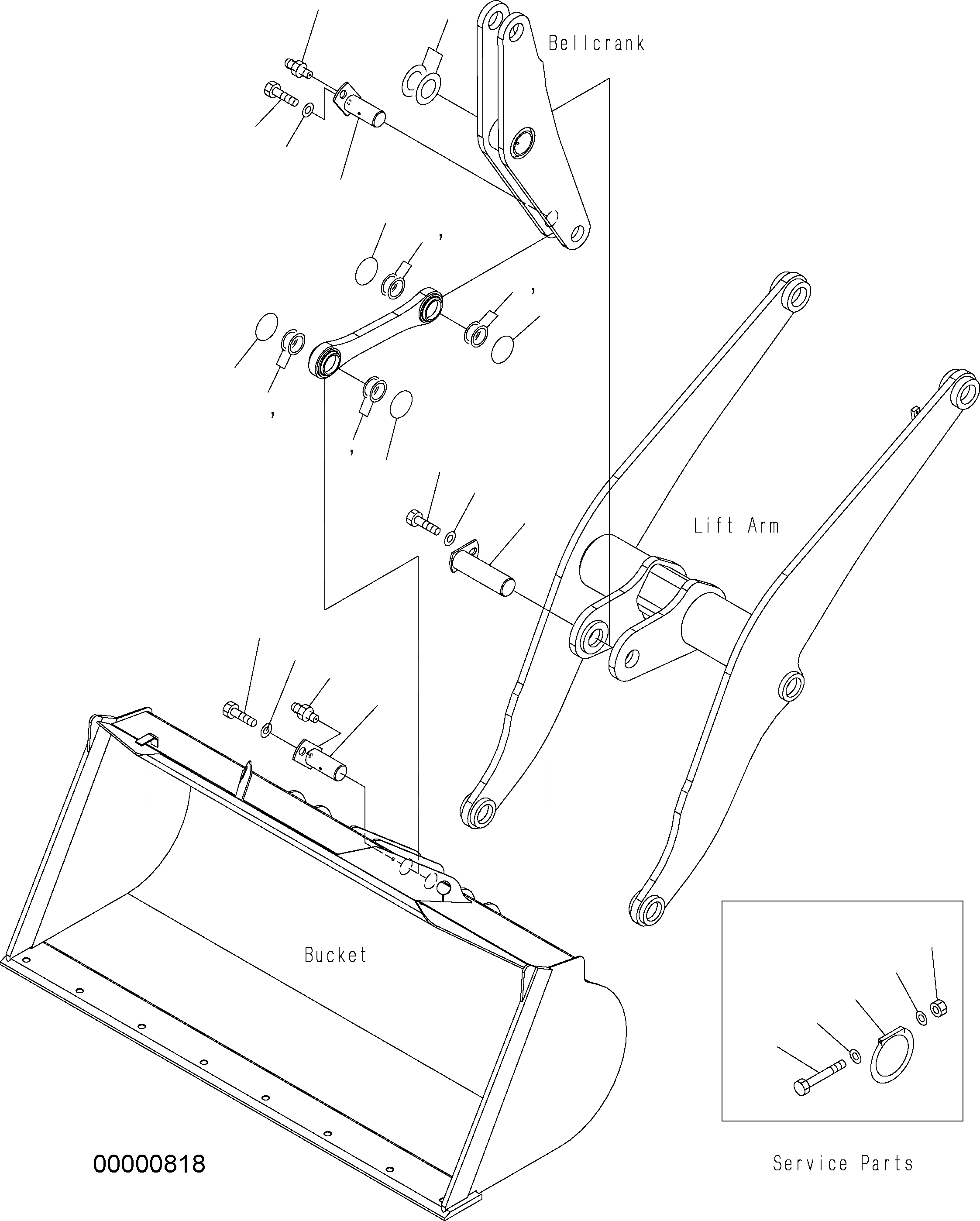 Схема запчастей Komatsu WA250-5 - РУКОЯТЬ И КОЛЕНЧАТЫЙ РЫЧАГ (MOUTING ЧАСТИ) T РАБОЧЕЕ ОБОРУДОВАНИЕ