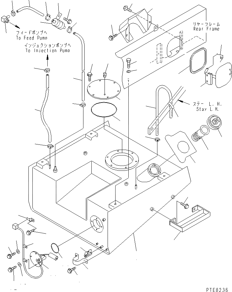 Схема запчастей Komatsu WA250L-3 - ТОПЛИВН. БАК. ТОПЛИВН. БАК. AND КОМПОНЕНТЫ