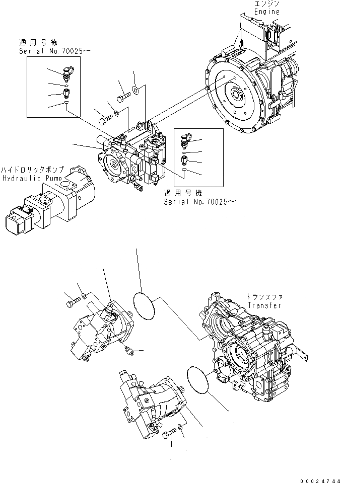 Схема запчастей Komatsu WA250PTL-5 - HST НАСОС ТРАНСМИССИЯ