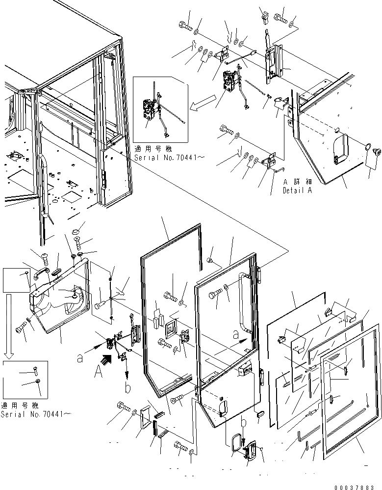Схема запчастей Komatsu WA250PTL-5 - КАБИНА ROPS (ДВЕРЬ ЛЕВ.)(№7-778) КАБИНА ОПЕРАТОРА И СИСТЕМА УПРАВЛЕНИЯ