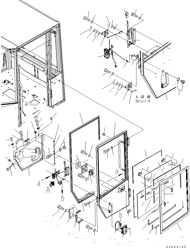 Схема запчастей Komatsu WA250PTL-5 - КАБИНА ROPS (ДВЕРЬ ЛЕВ.)(№779-) КАБИНА ОПЕРАТОРА И СИСТЕМА УПРАВЛЕНИЯ