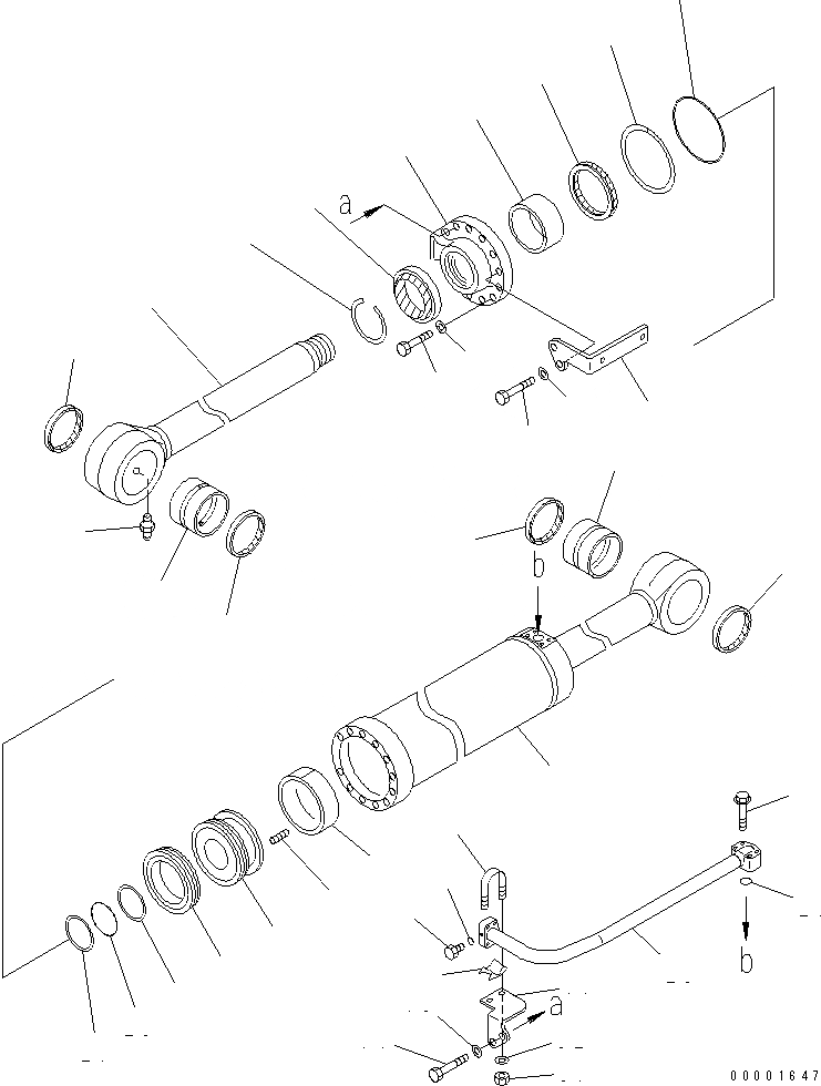 Схема запчастей Komatsu WA250PTL-5 - ЦИЛИНДР КОВША (ВНУТР. ЧАСТИ) ОСНОВН. КОМПОНЕНТЫ И РЕМКОМПЛЕКТЫ