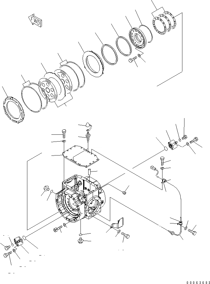 Схема запчастей Komatsu WA250PT-5 - ПЕРЕДНИЙ МОСТ (КРЫШКАAND ТОРМОЗ.) ТРАНСМИССИЯ