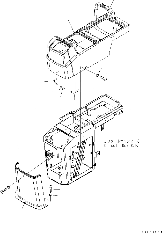 Схема запчастей Komatsu WA250PT-5 - ПОЛ (КОНСОЛЬН. БЛОК ПРАВ.) (COVER) КАБИНА ОПЕРАТОРА И СИСТЕМА УПРАВЛЕНИЯ