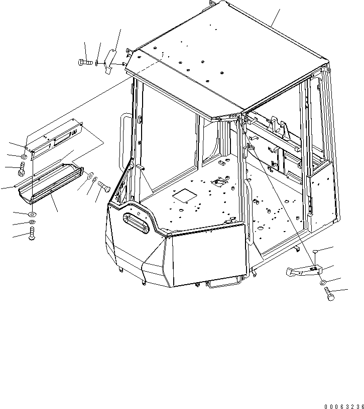 Схема запчастей Komatsu WA250PZ-6 - КАБИНА ROPS (КАБИНА)(№7-) КАБИНА ОПЕРАТОРА И СИСТЕМА УПРАВЛЕНИЯ