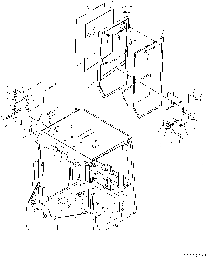 Схема запчастей Komatsu WA250PZ-6 - КАБИНА ROPS (ДВЕРЬ) (ПРАВ.) (ДЛЯ СТЕКЛА)(№7-) КАБИНА ОПЕРАТОРА И СИСТЕМА УПРАВЛЕНИЯ