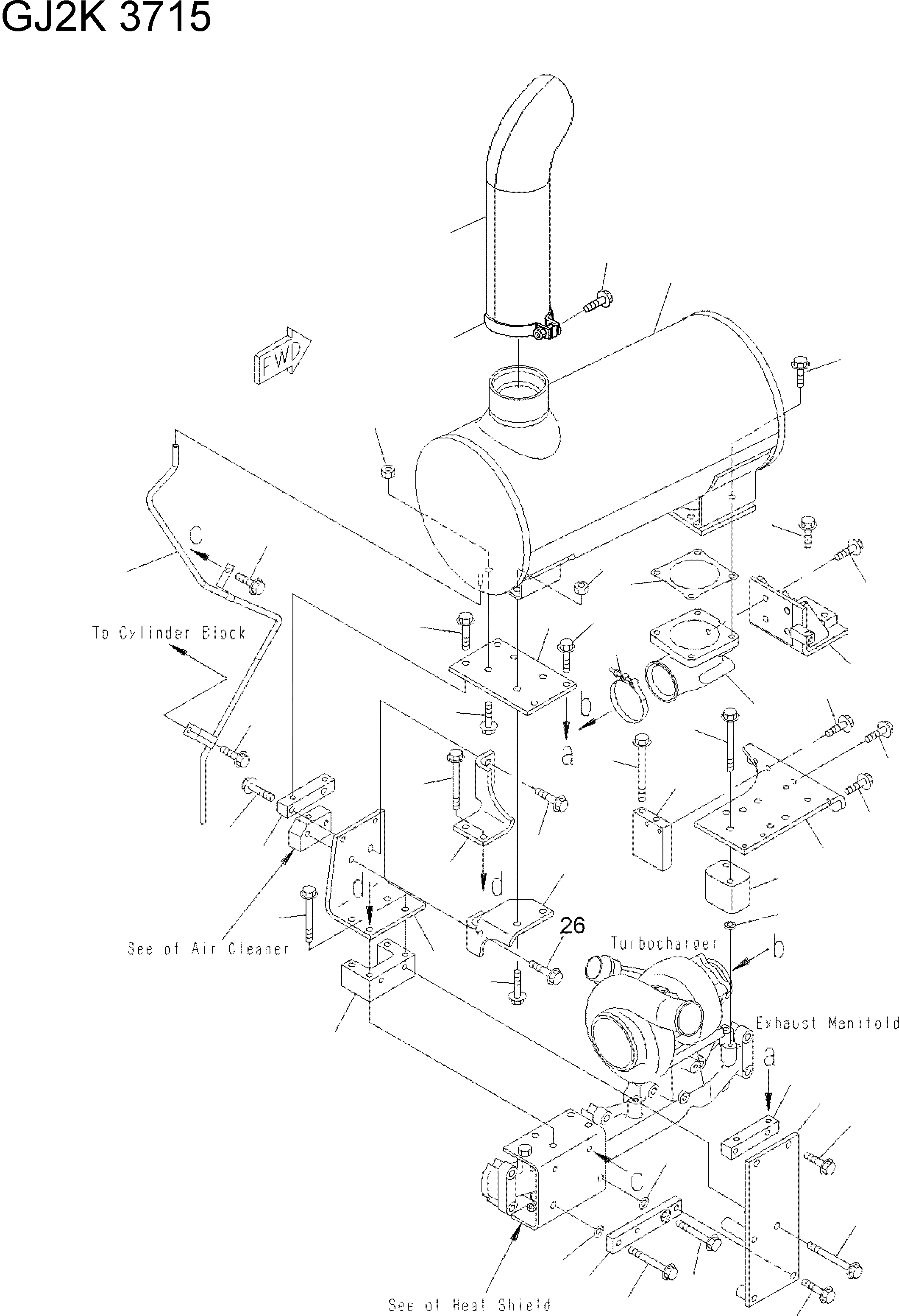 Схема запчастей Komatsu WA250PT-5 - ГЛУШИТЕЛЬ И КРЕПЛЕНИЕ ( - 7) AA ДВИГАТЕЛЬ