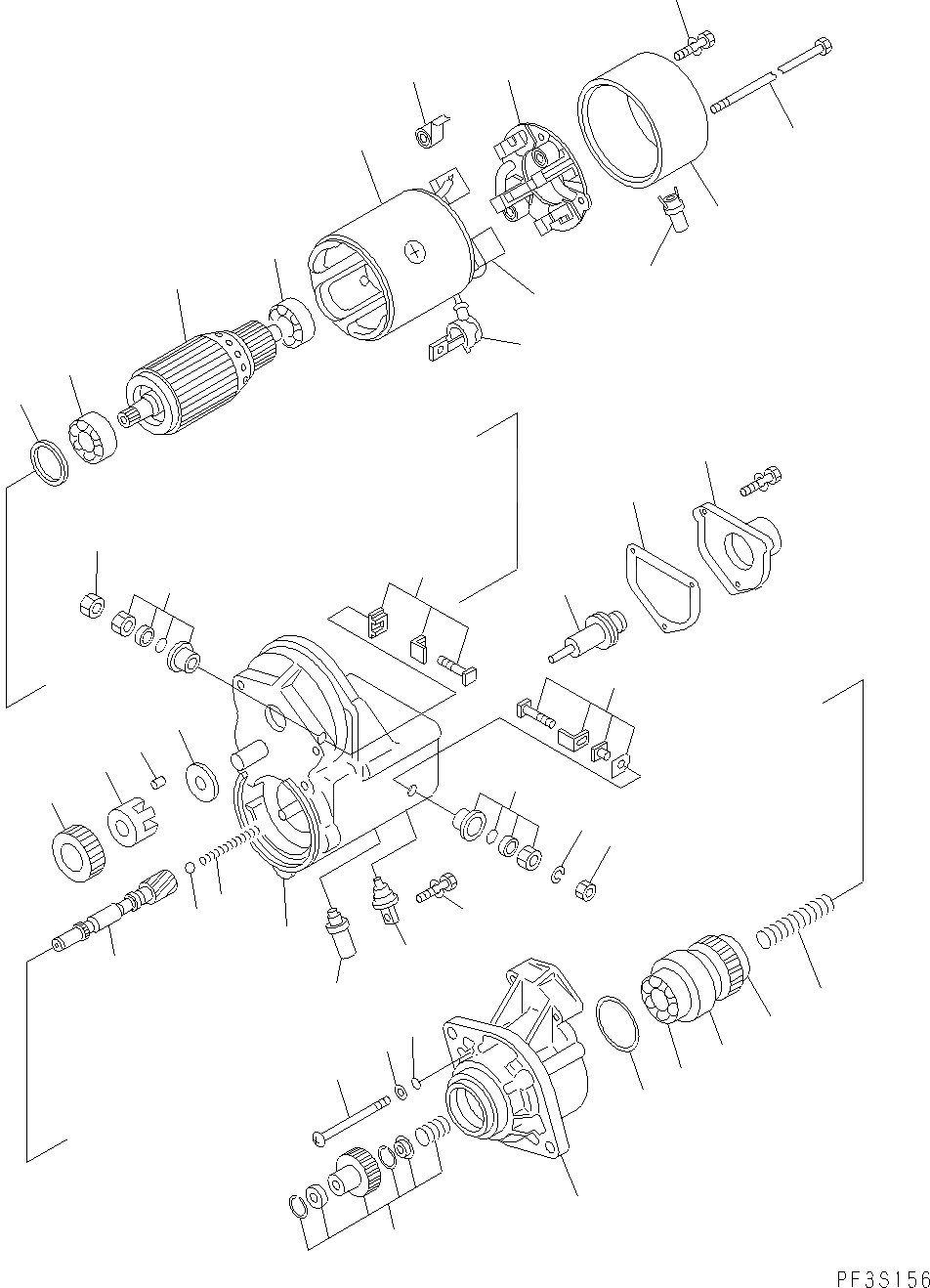Схема запчастей Komatsu WA250PZ-5 - СТАРТЕР (.KW) (ВНУТР. ЧАСТИ) AA ДВИГАТЕЛЬ