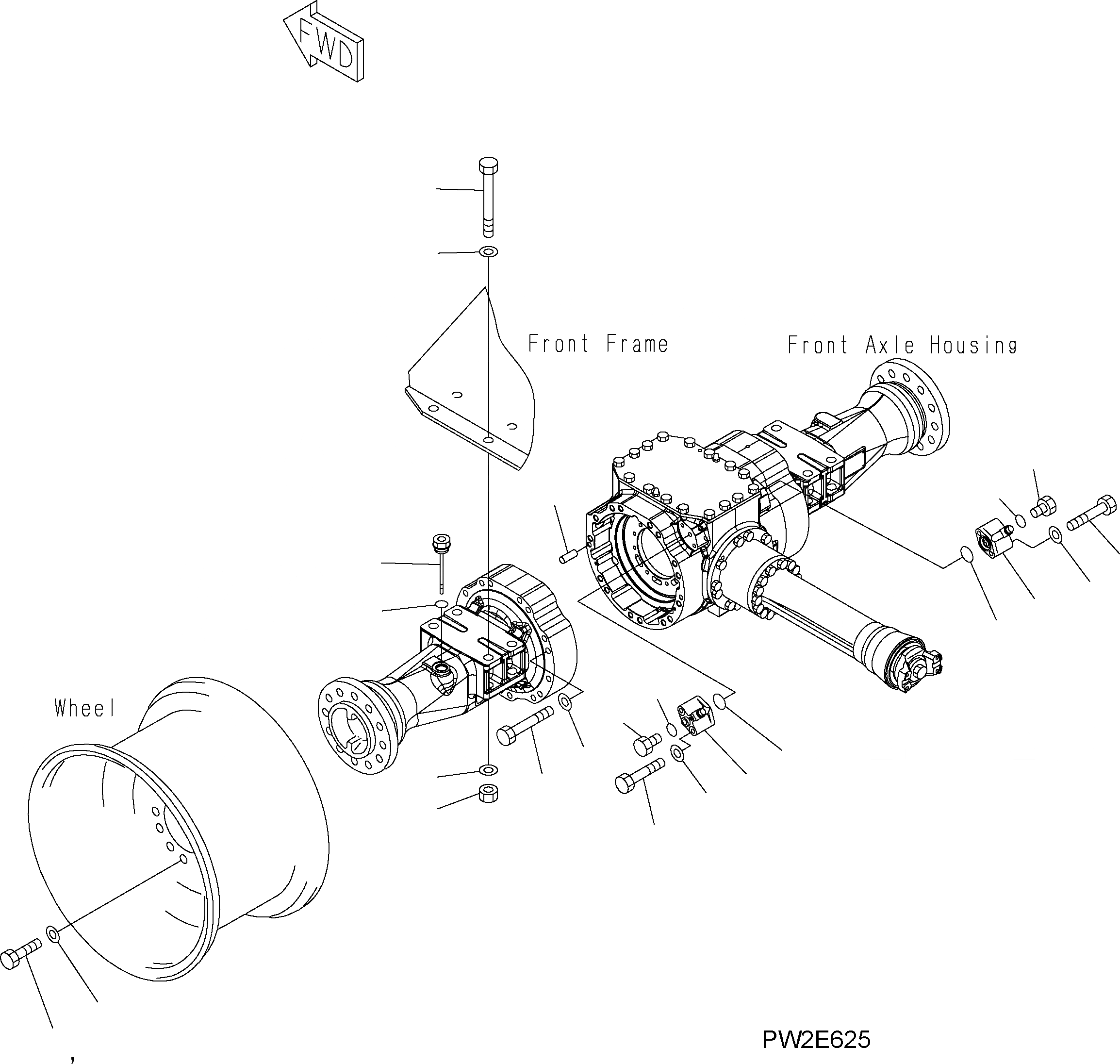 Схема запчастей Komatsu WA250PZ-5 - ПЕРЕДНИЙ МОСТ (STD И LSD - ЭЛЕМЕНТЫ КРЕПЛЕНИЯ И КЛАПАН) F ТРАНСМИССИЯ