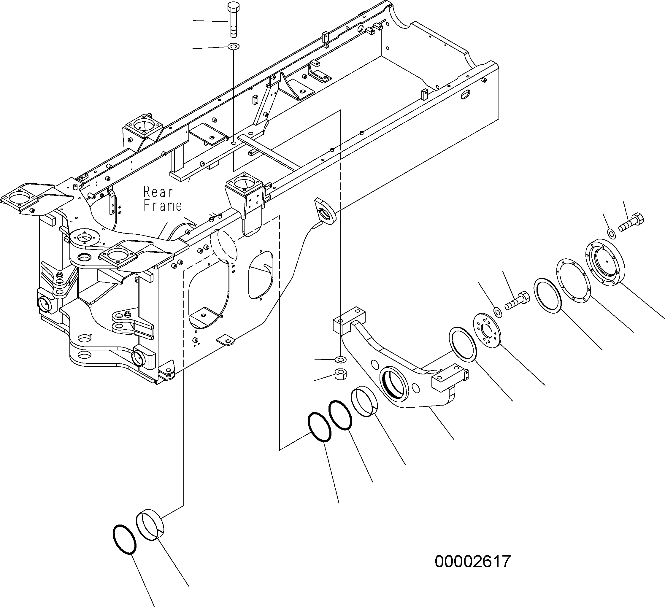 Схема запчастей Komatsu WA250PZ-5 - ЗАДН. МОСТ СУППОРТ J ОСНОВН. / ОСНОВНАЯ РАМА И КОМПОНЕНТЫ