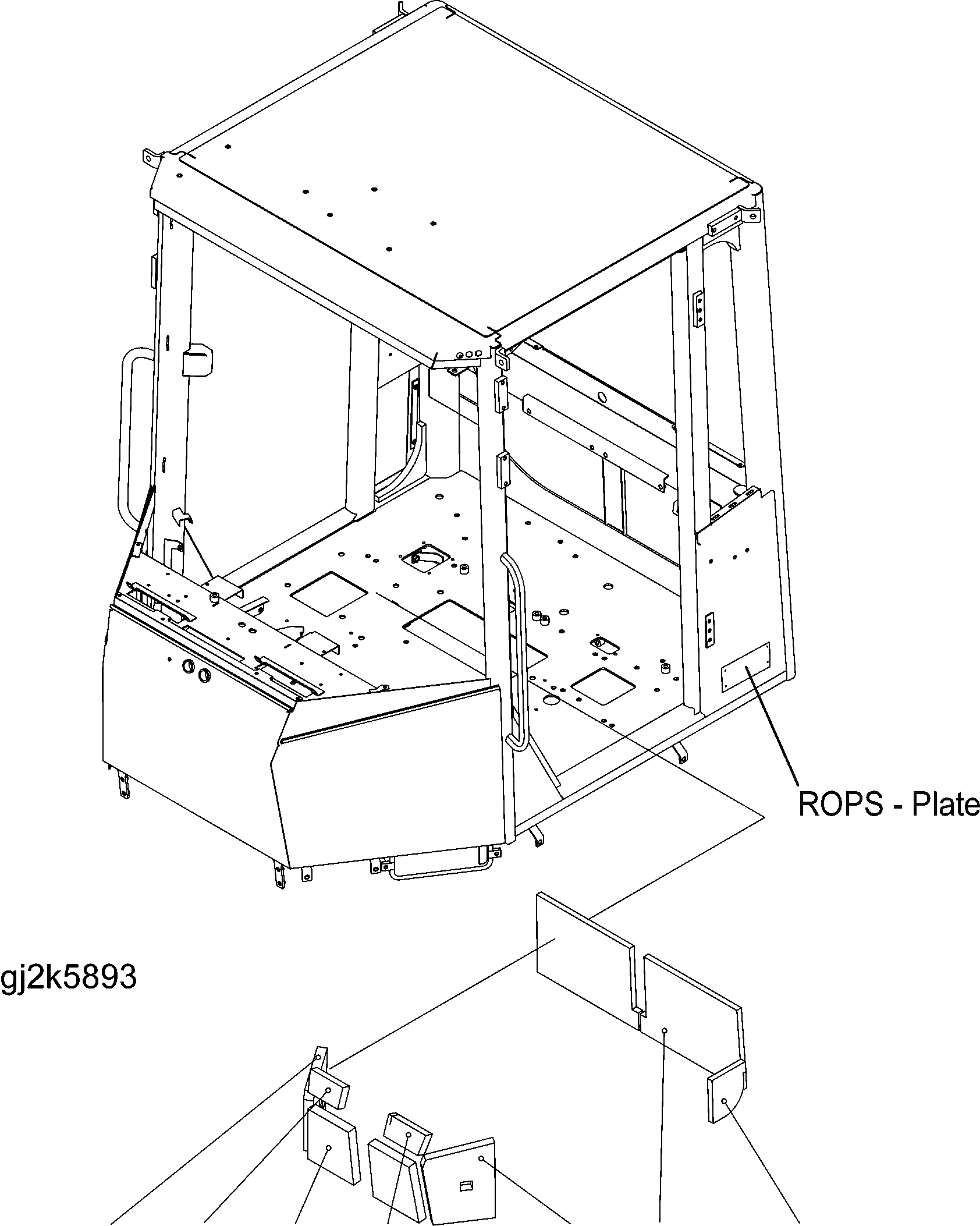 Схема запчастей Komatsu WA250PZ-5 - КАБИНА ROPS (ЩИТКИ, COVER) (ROPS MODEL NO: 9-9-H) K OPERATORS ОБСТАНОВКА И СИСТЕМА УПРАВЛЕНИЯ