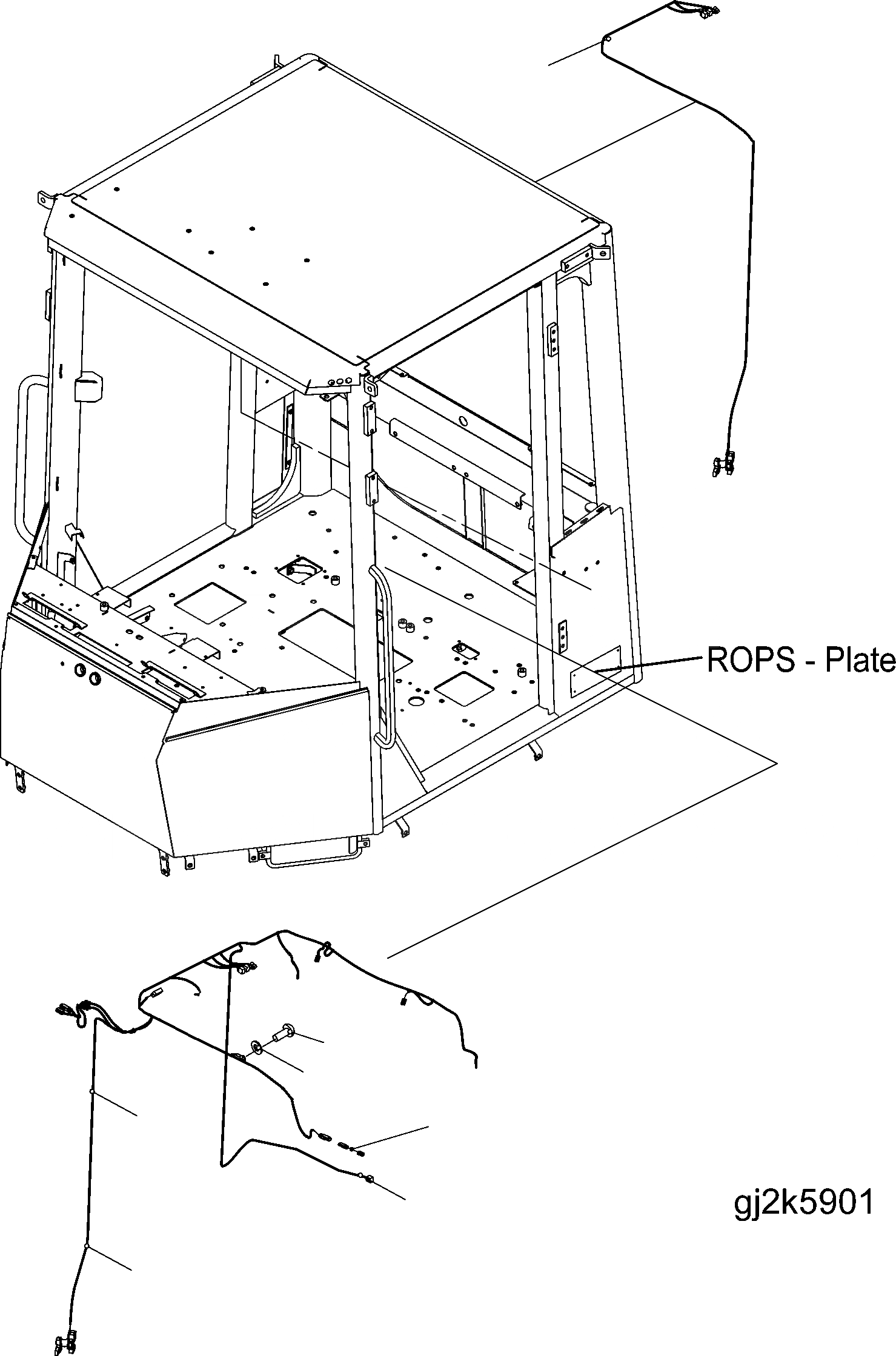 Схема запчастей Komatsu WA250PZ-5 - КАБИНА ROPS (ПРОВОДКА) (ROPS MODEL NO: 9-9-H) K OPERATORS ОБСТАНОВКА И СИСТЕМА УПРАВЛЕНИЯ