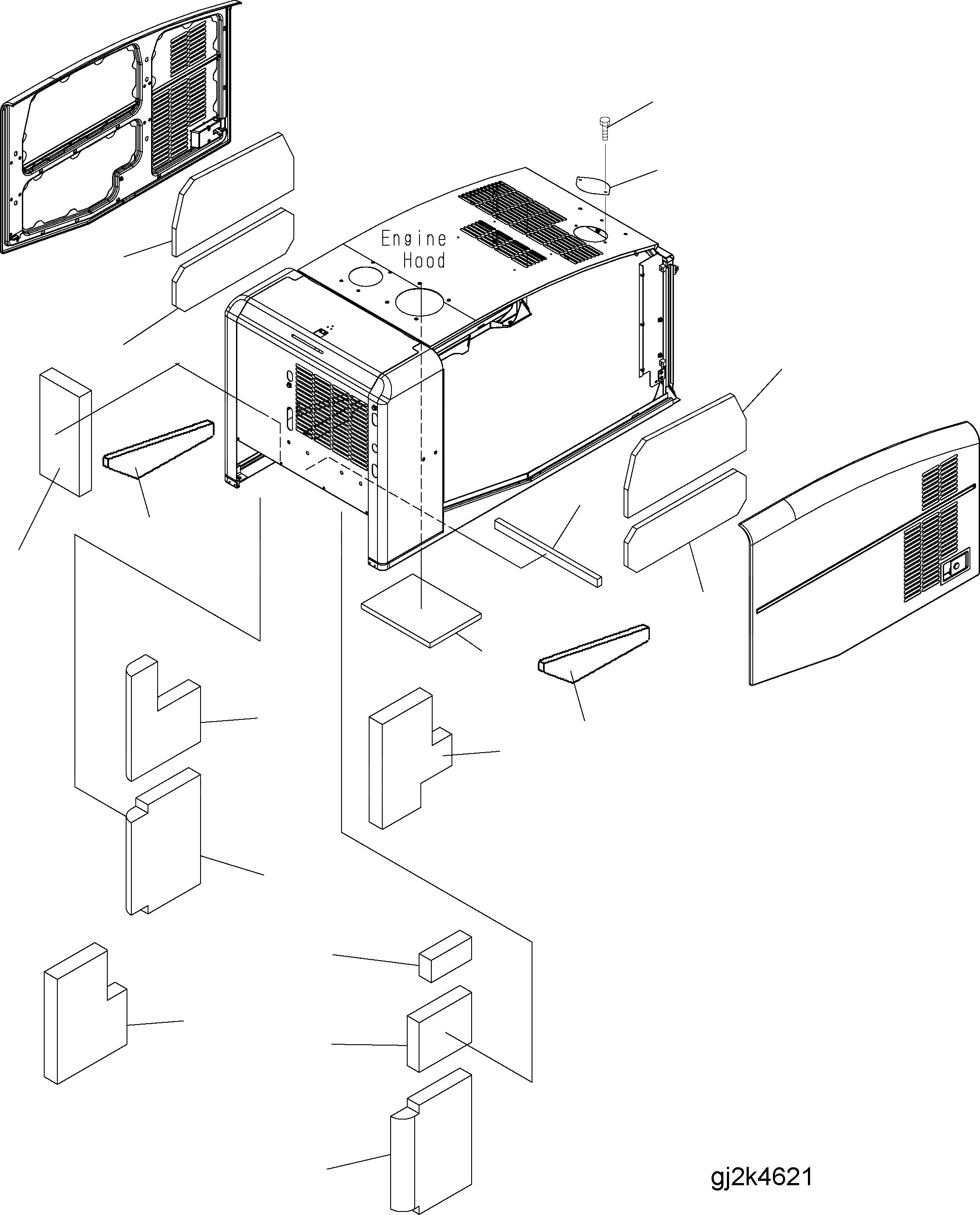 Схема запчастей Komatsu WA250PZ-5 - КАПОТ (ЩИТКИ) M ЧАСТИ КОРПУСА