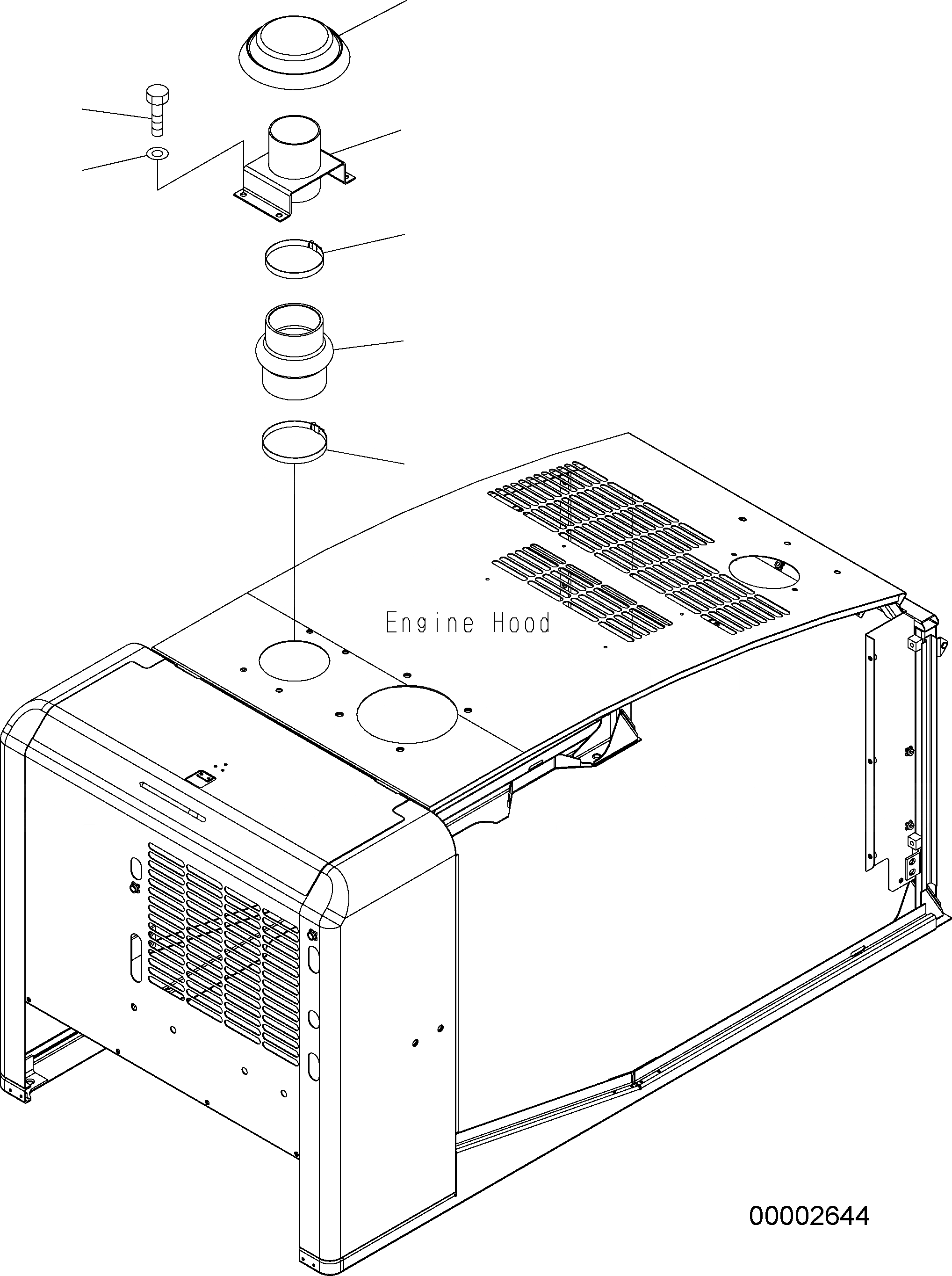 Схема запчастей Komatsu WA250PZ-5 - КАПОТ (КРЫШКА) M ЧАСТИ КОРПУСА