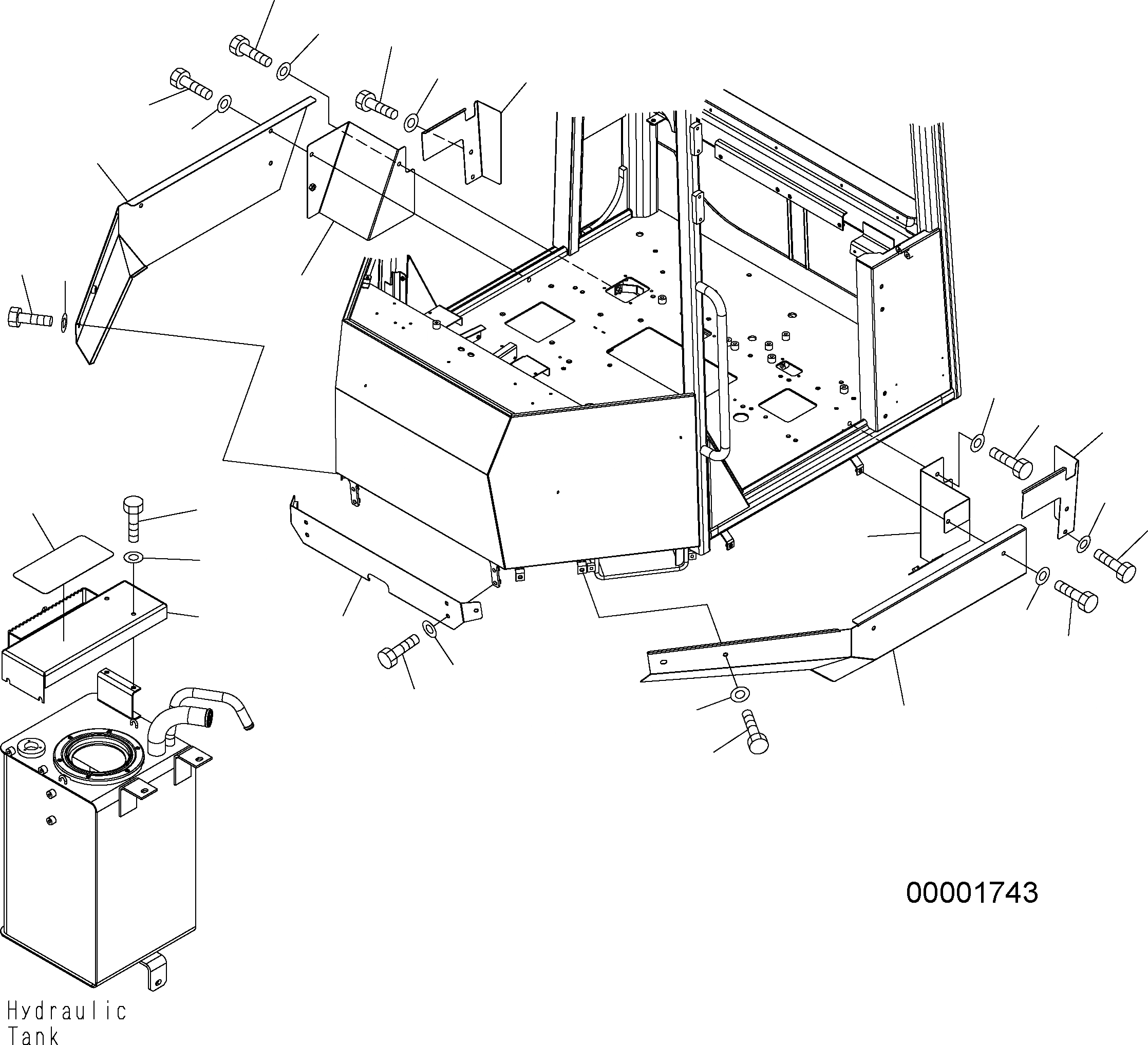 Схема запчастей Komatsu WA250PZ-5 - ПОКРЫТИЕ ПОЛА M ЧАСТИ КОРПУСА