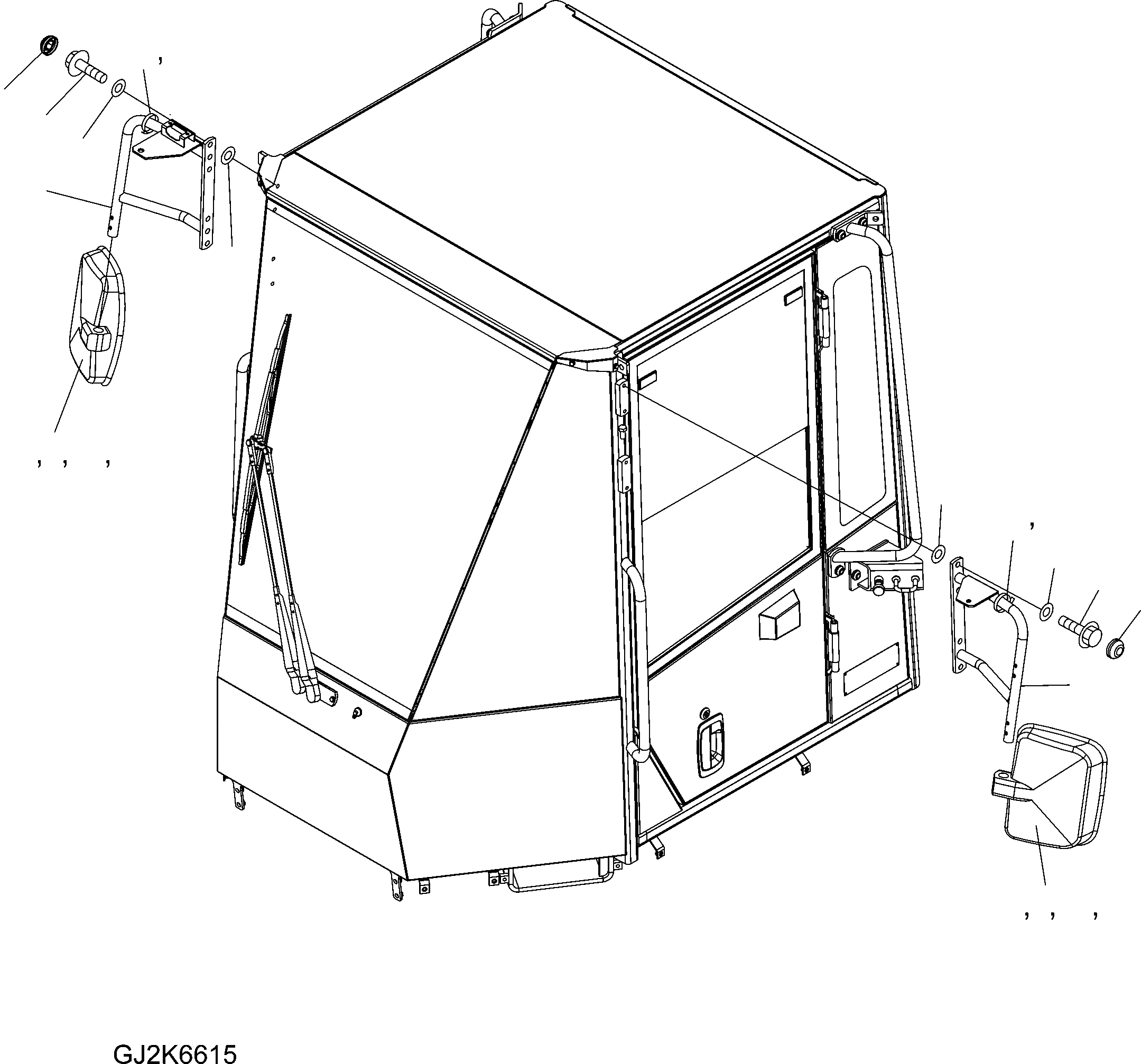 Схема запчастей Komatsu WA250PZ-5 - ЗЕРКАЛА(FROM SN: H98) M ЧАСТИ КОРПУСА