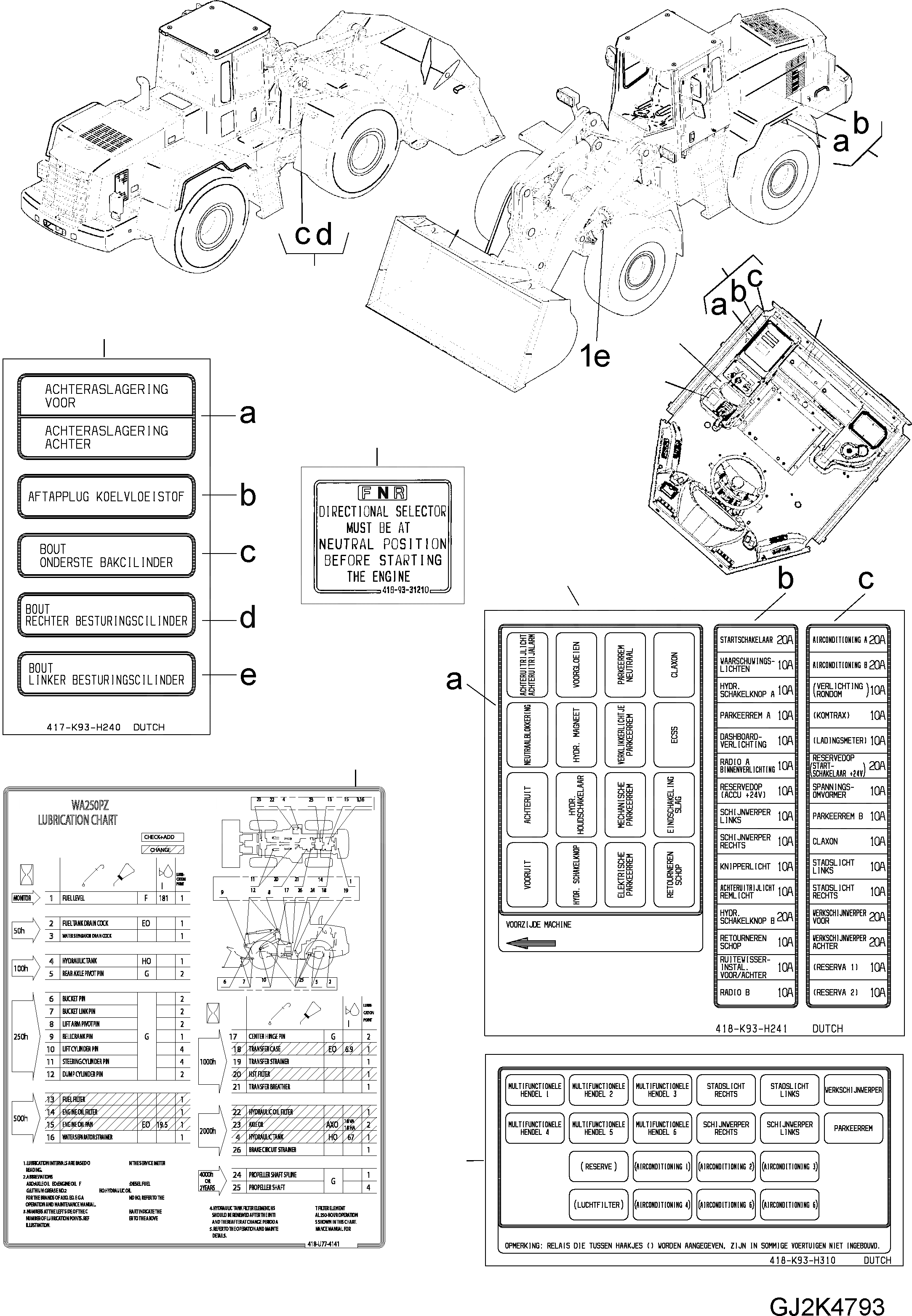 Схема запчастей Komatsu WA250PZ-5 - ТАБЛИЧКИS (/) (DUTCH) U МАРКИРОВКА