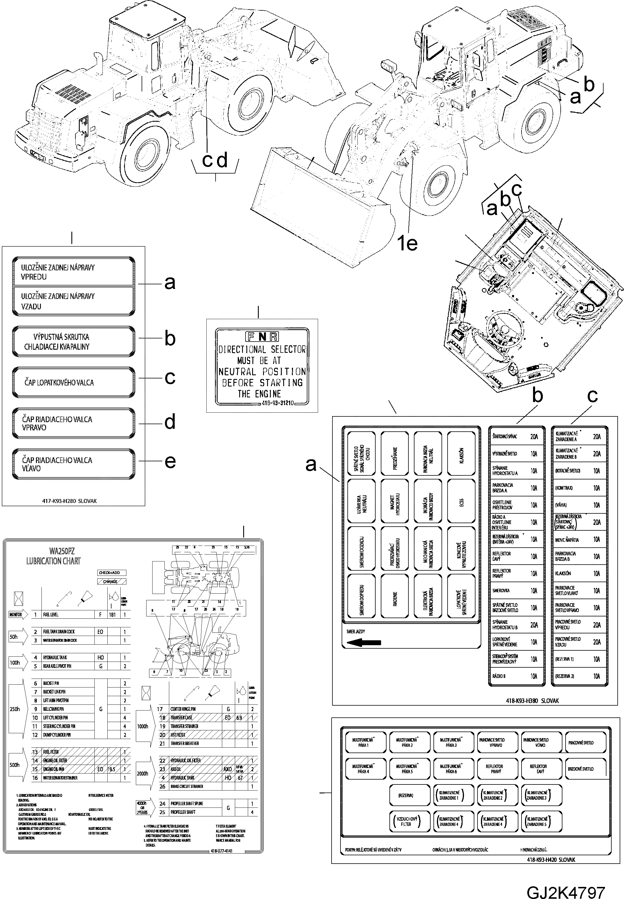 Схема запчастей Komatsu WA250PZ-5 - ТАБЛИЧКИS (/) (SLOVAK) U МАРКИРОВКА
