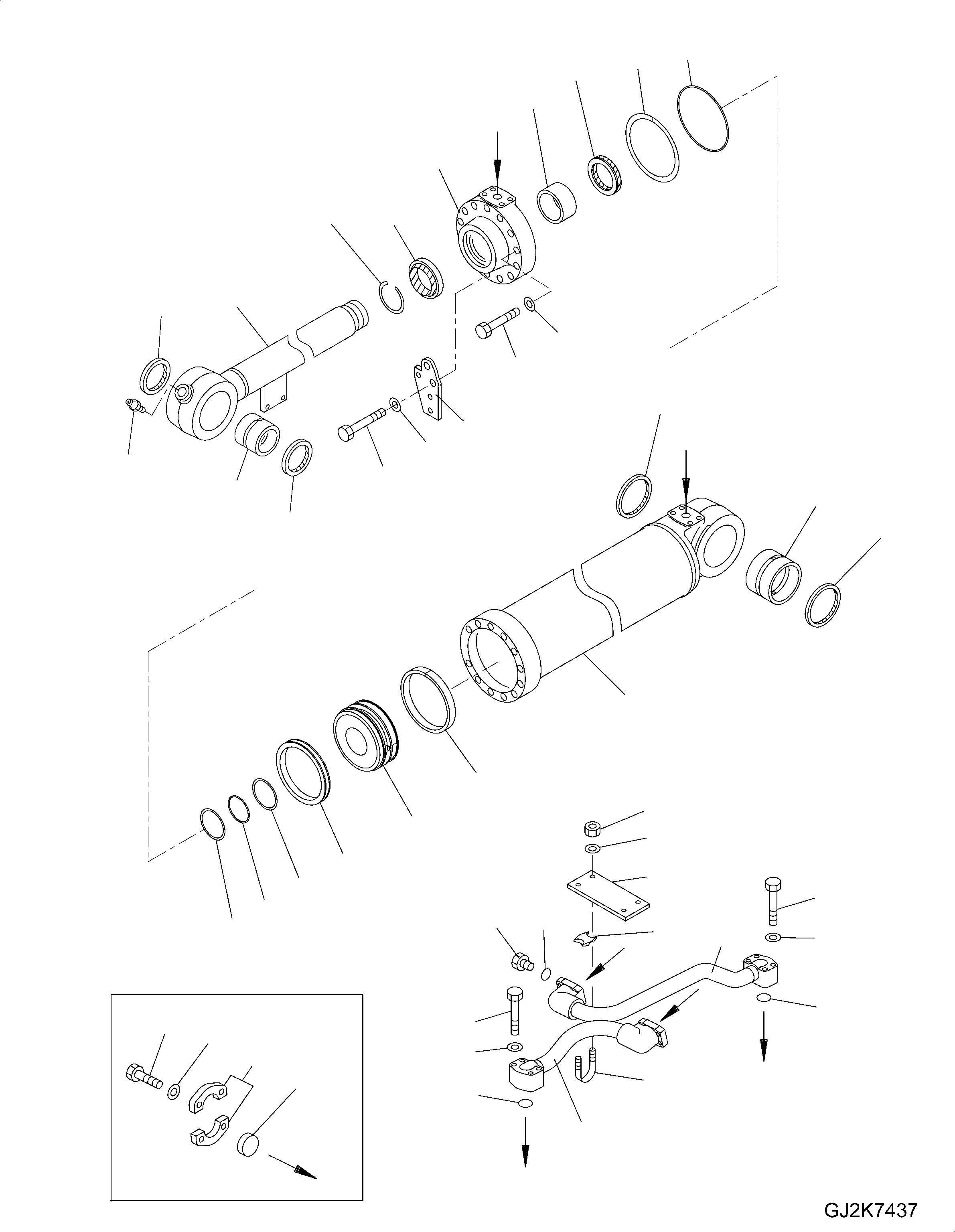 Схема запчастей Komatsu WA250PZ-5 - ЦИЛИНДР КОВША (ВНУТР. ЧАСТИ) Y ОСНОВН. КОМПОНЕНТЫ И РЕМКОМПЛЕКТЫ