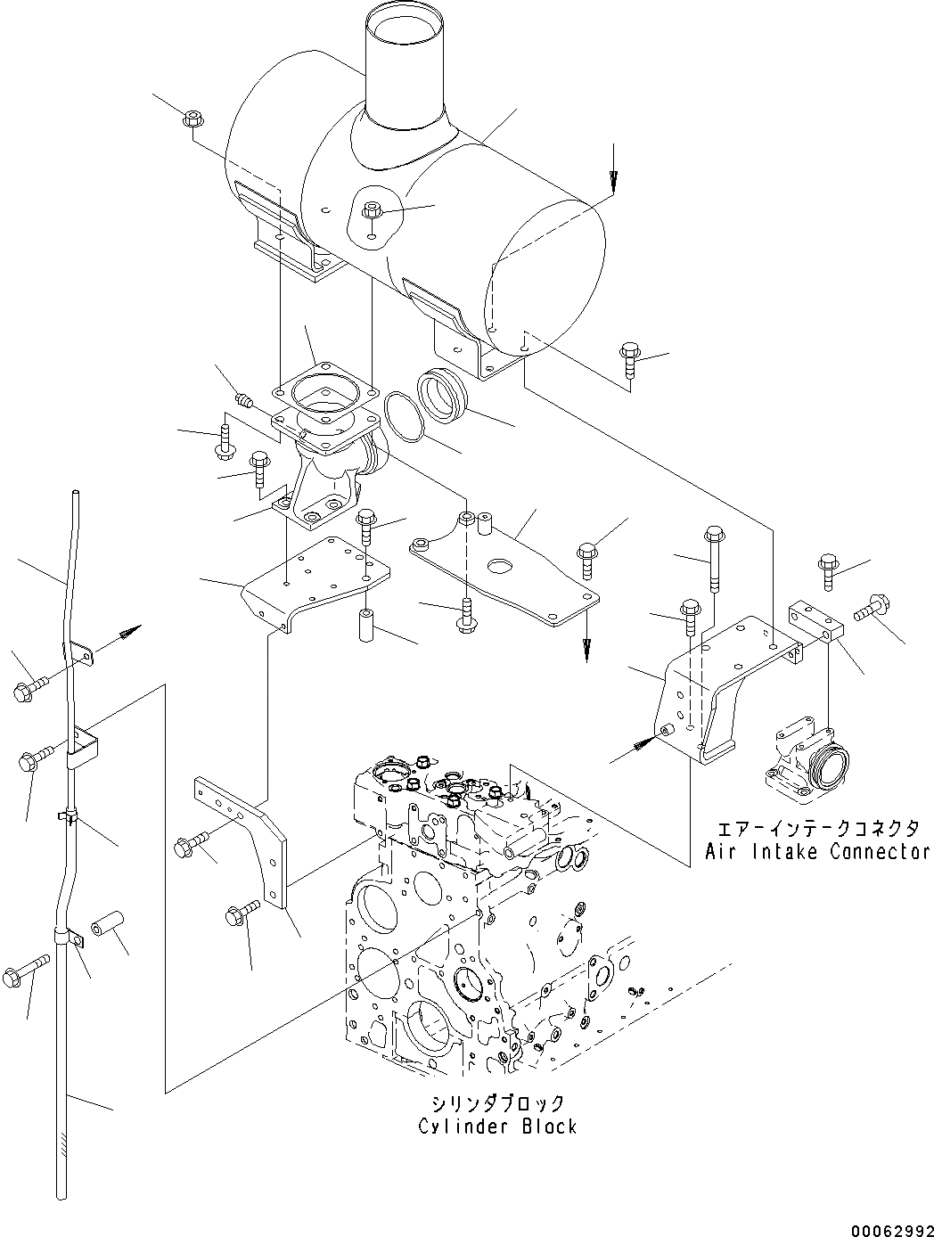Схема запчастей Komatsu WA250PZ-6 - ВЫПУСКН. ГЛУШИТЕЛЬ И МОНТАЖНЫЙ КАРКАС AA ДВИГАТЕЛЬ