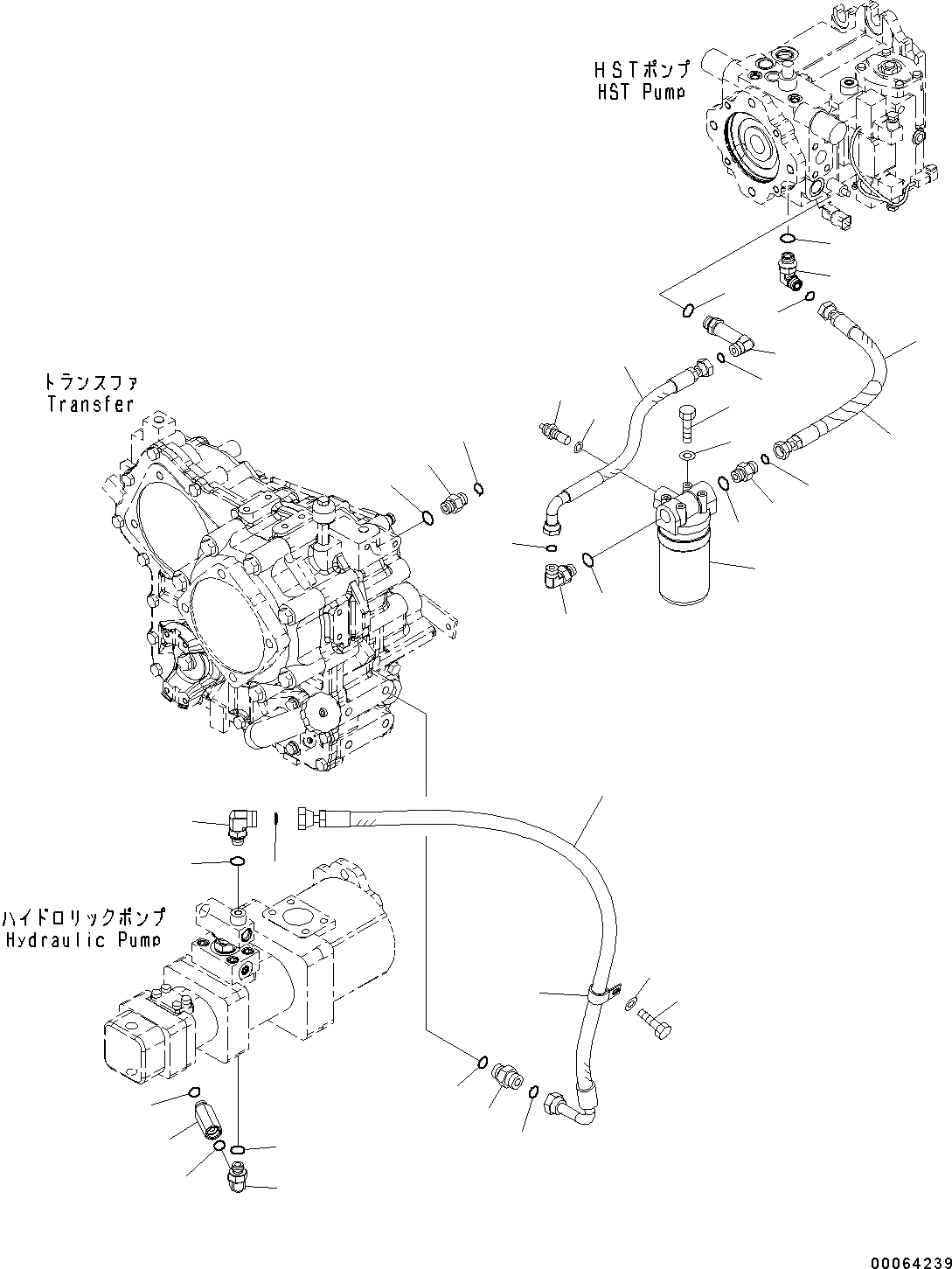 Схема запчастей Komatsu WA250PZ-6 - ГИДРОЛИНИЯ (ФИЛЬТР. И ПЕРЕДАЧА ТРУБЫ) F POWER TRANSMITTING СИСТЕМА