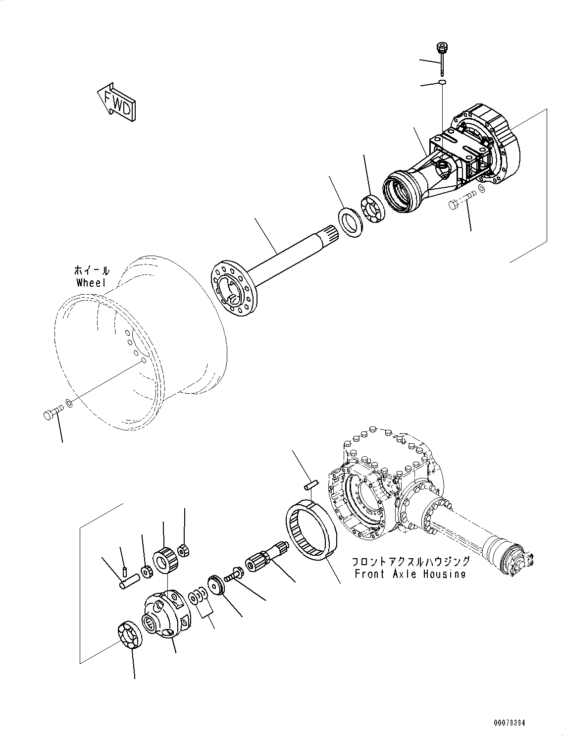 Схема запчастей Komatsu WA250PZ-6 - ПЕРЕДНИЙ МОСТ (БЕЗ САМОБЛОКИР. ДИФФЕРЕНЦ.) (КОНЕЧНАЯ ПЕРЕДАЧА И КОЖУХ) (LHS) F POWER TRANSMITTING СИСТЕМА