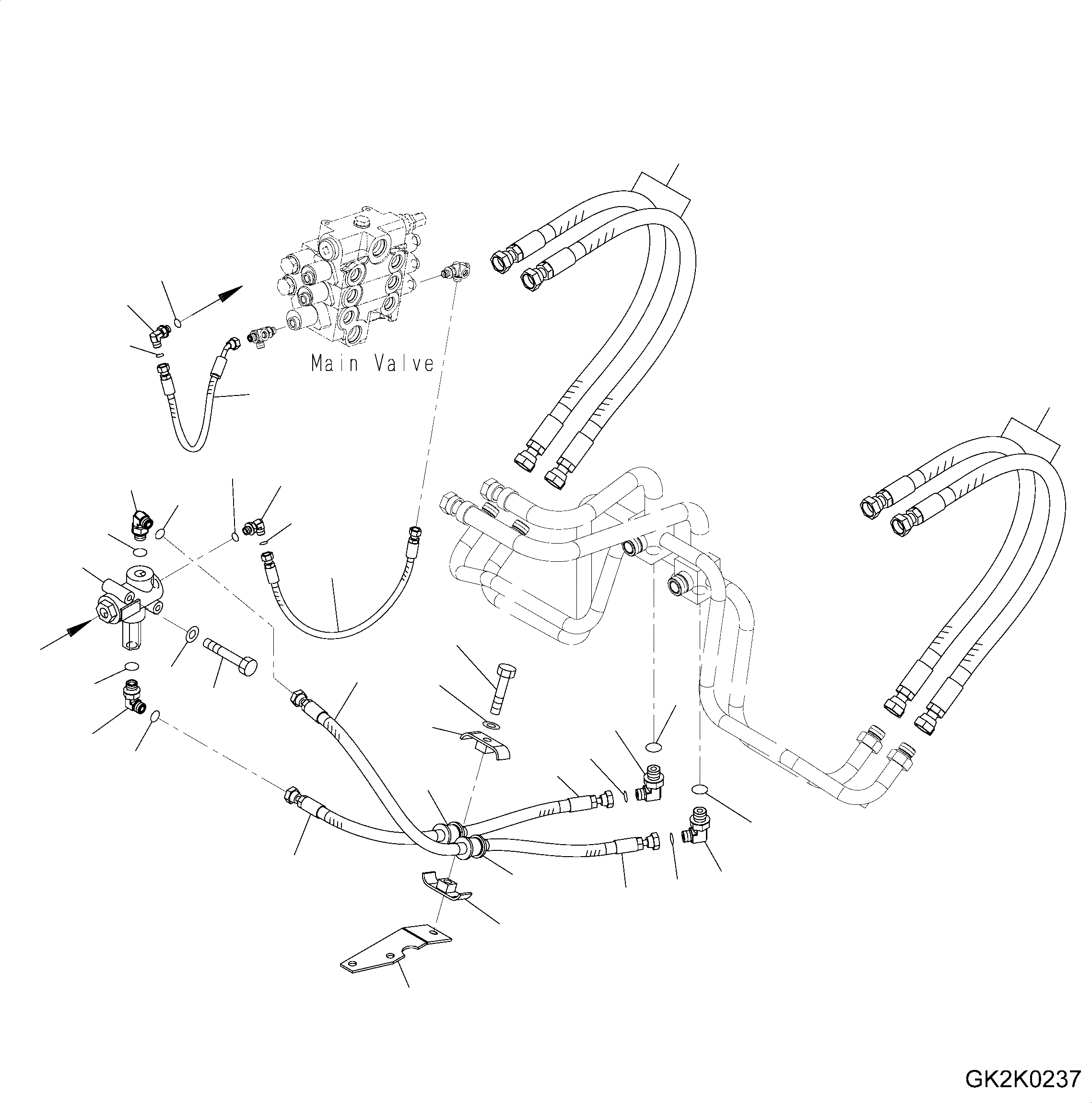 Схема запчастей Komatsu WA250PZ-6 - ГИДРОЛИНИЯ (2-Х СЕКЦИОНН. КЛАПАН) (ГИДРОЦИЛИНДР ПОДЪЕМА ТРУБЫ) (/) H ГИДРАВЛИКА