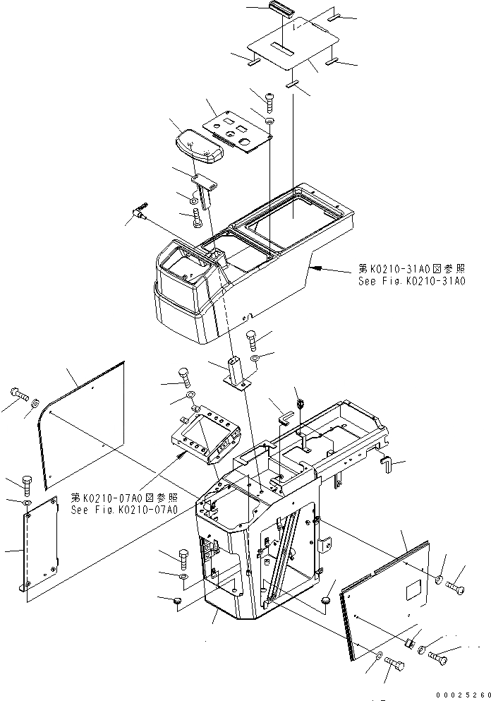 Схема запчастей Komatsu WA270-5 - ПОЛ (КОНСОЛЬН. БЛОК) (ПРАВ.) КАБИНА ОПЕРАТОРА И СИСТЕМА УПРАВЛЕНИЯ