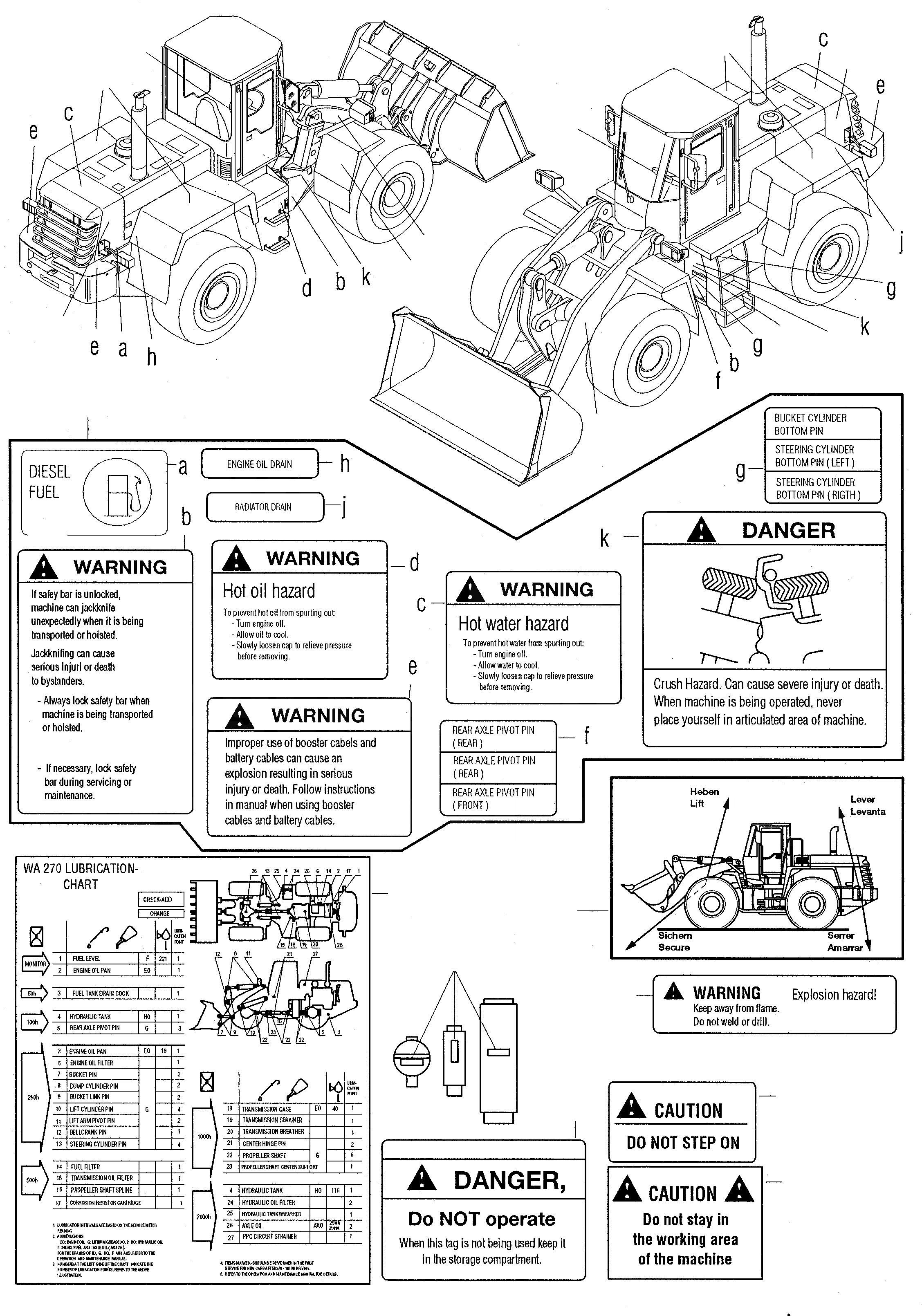Схема запчастей Komatsu WA270-3 active - ТАБЛИЧКИS, АНГЛ. ИНСТРУМЕНТ, АКСЕССУАРЫ, БУКВЕНН.