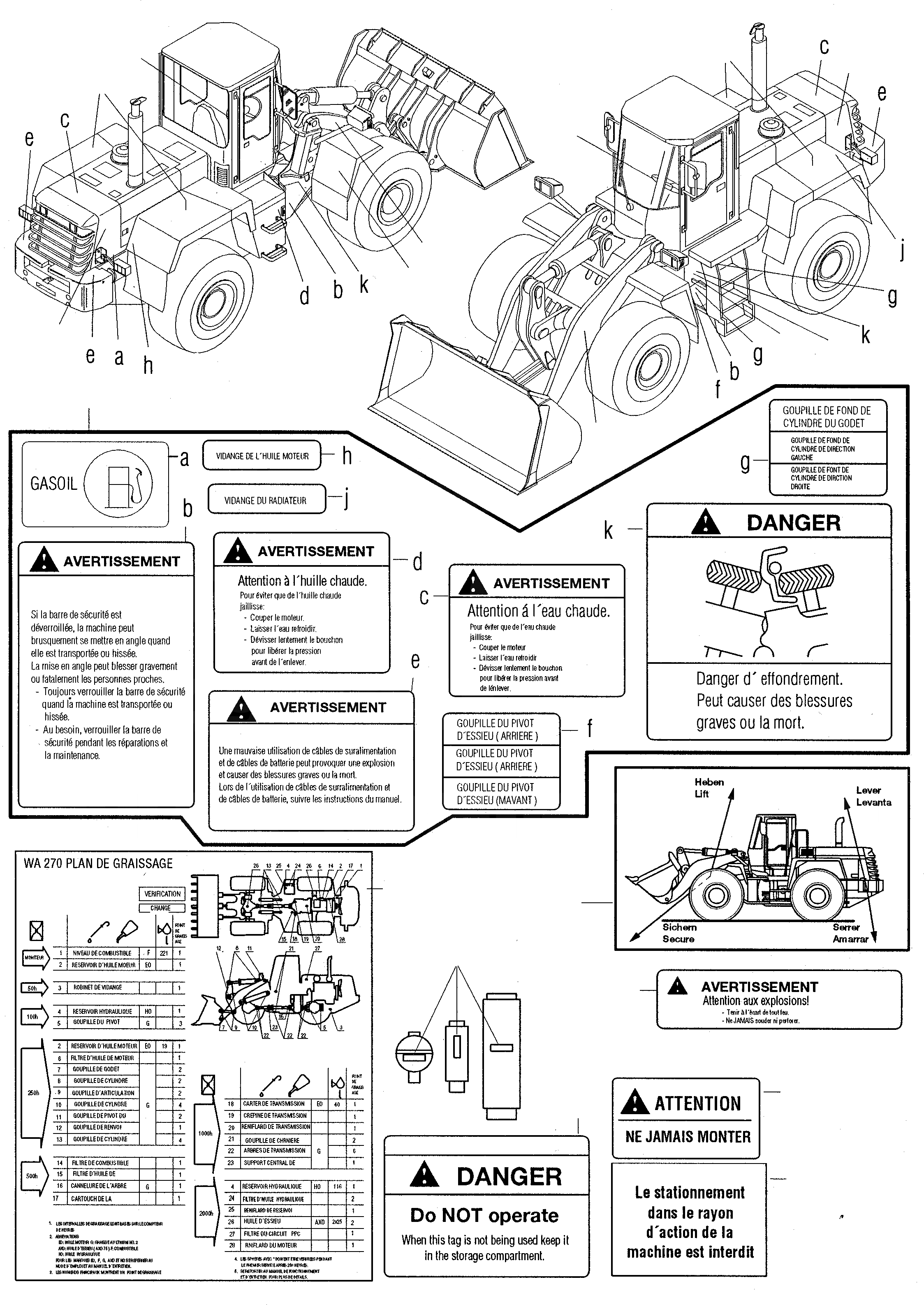 Схема запчастей Komatsu WA270-3 active - ТАБЛИЧКИS, ФРАНЦИЯ ИНСТРУМЕНТ, АКСЕССУАРЫ, БУКВЕНН.