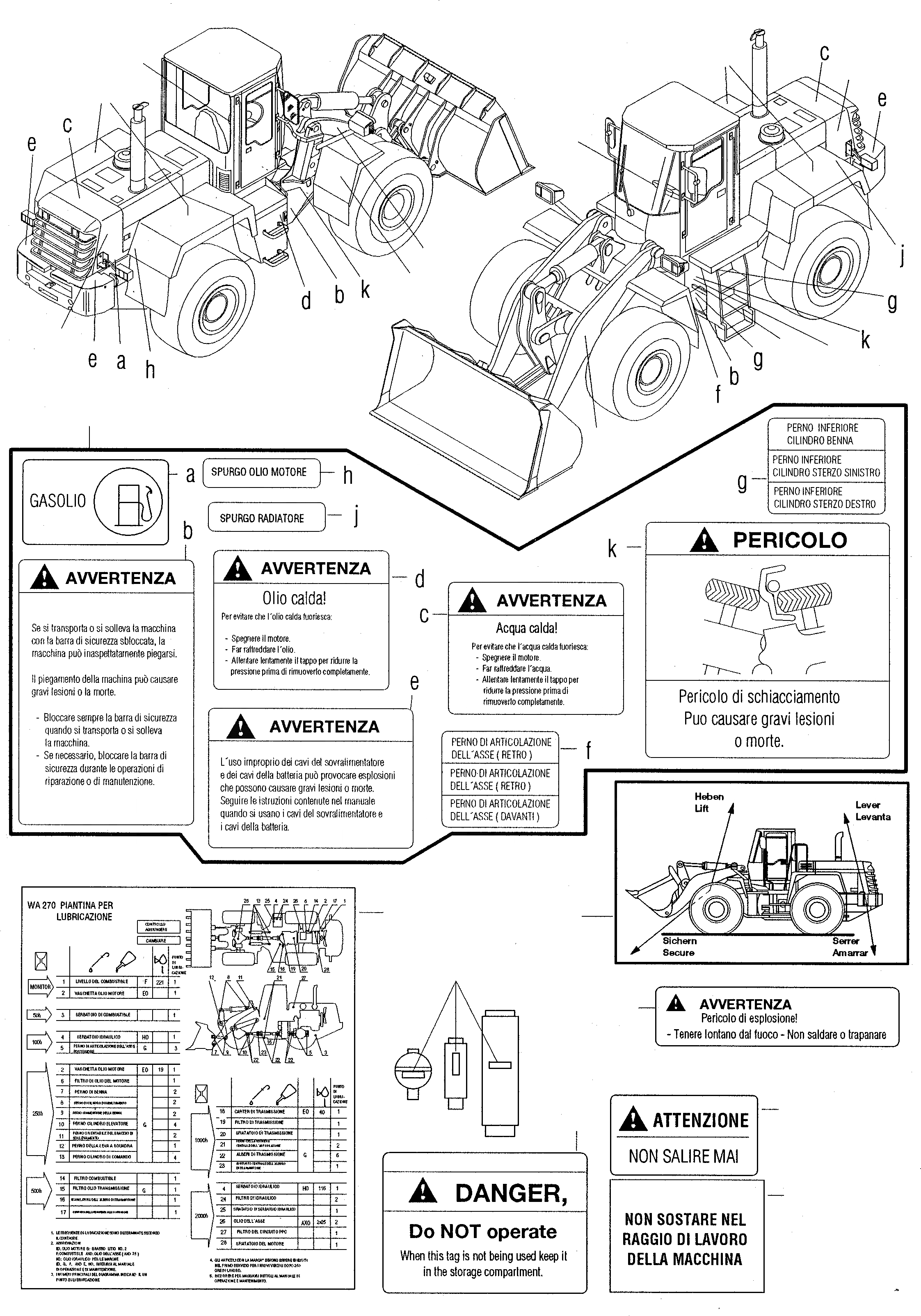 Схема запчастей Komatsu WA270-3 active - ТАБЛИЧКИS, ИТАЛИЯ ИНСТРУМЕНТ, АКСЕССУАРЫ, БУКВЕНН.