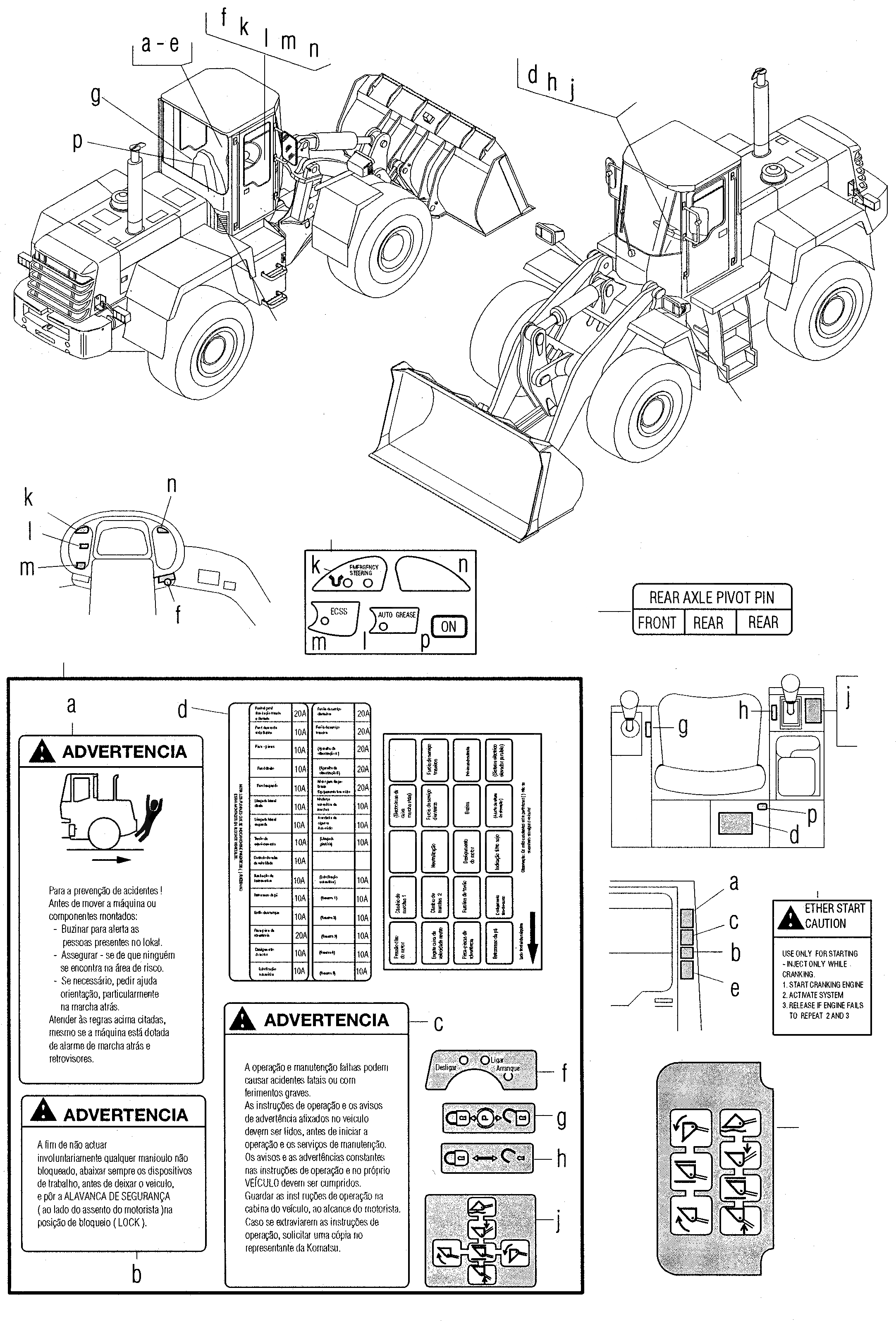 Схема запчастей Komatsu WA270-3 active - ТАБЛИЧКИS, ПОРТУГАЛ. ИНСТРУМЕНТ, АКСЕССУАРЫ, БУКВЕНН.