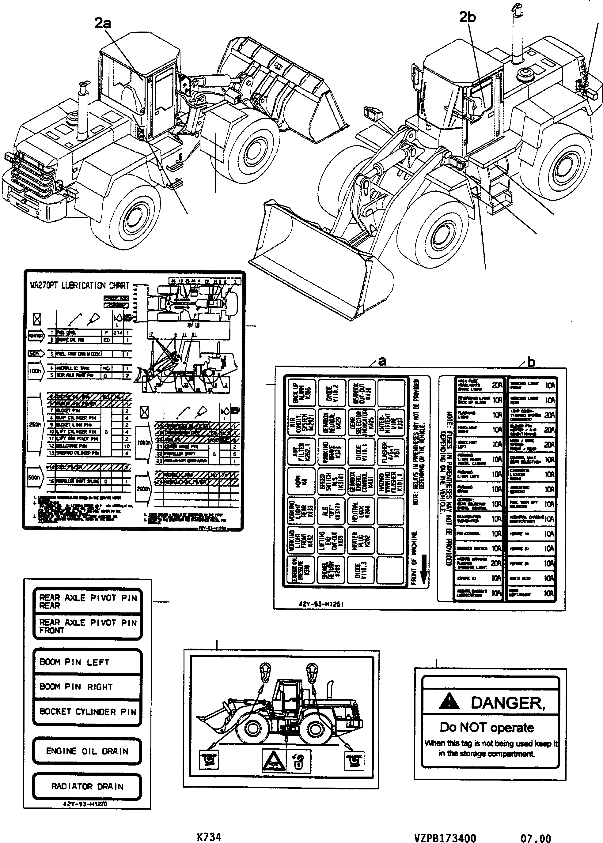 Схема запчастей Komatsu WA270-3 active - ТАБЛИЧКИS, АНГЛ. ИНСТРУМЕНТ, АКСЕССУАРЫ, БУКВЕНН.