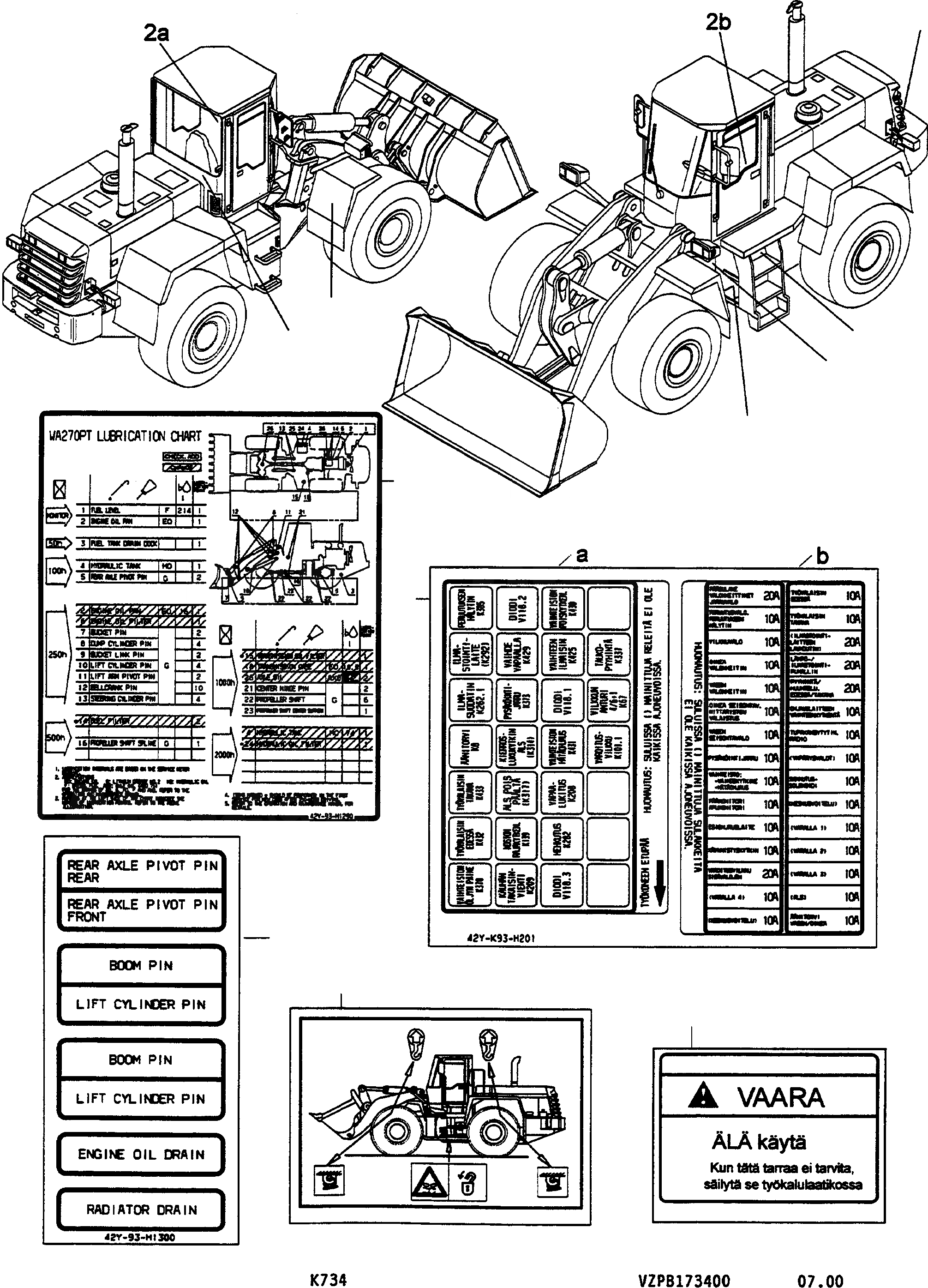 Схема запчастей Komatsu WA270-3 active - ТАБЛИЧКИS, FINNISH ИНСТРУМЕНТ, АКСЕССУАРЫ, БУКВЕНН.