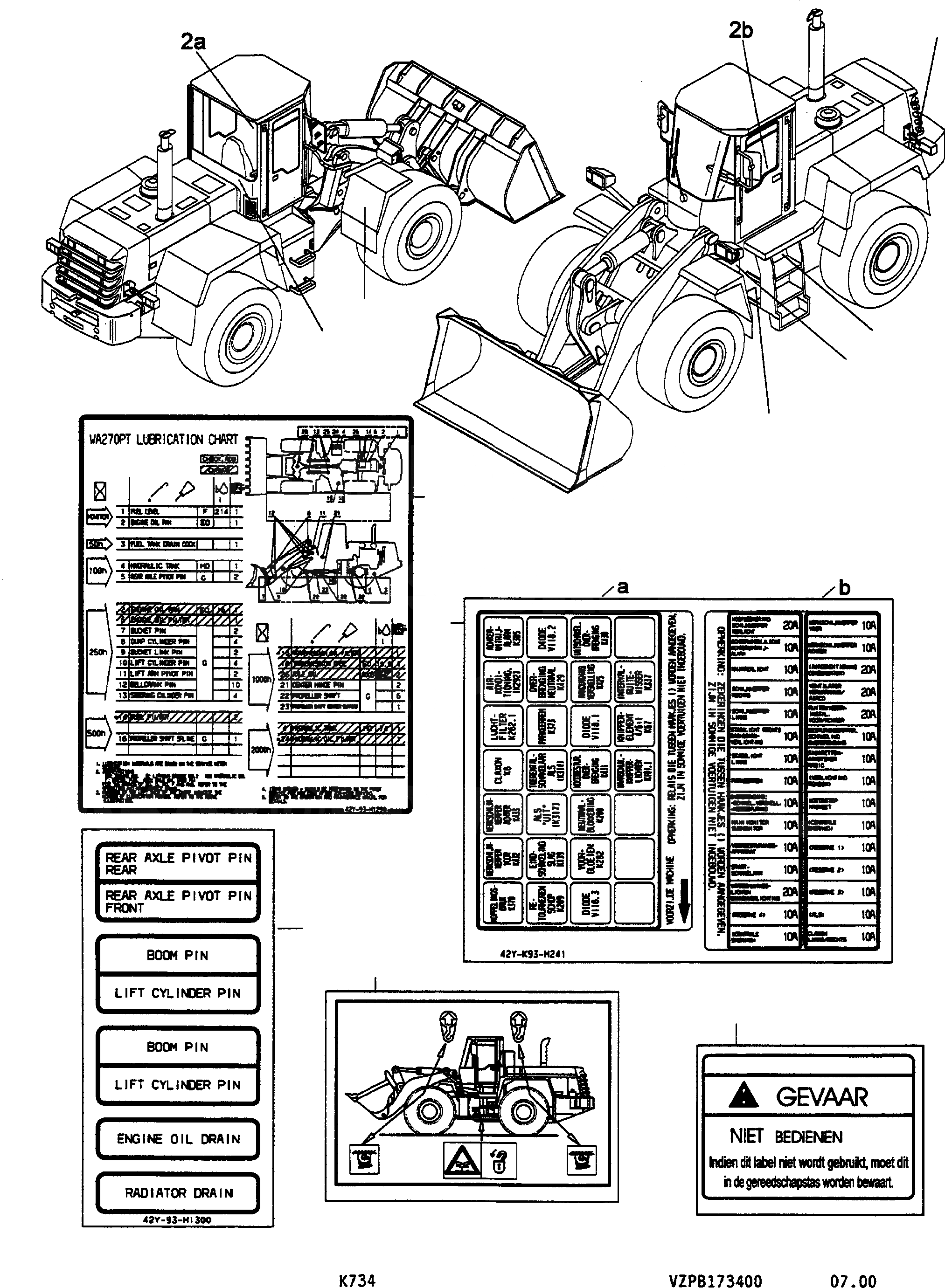 Схема запчастей Komatsu WA270-3 active - ТАБЛИЧКИS, DUTCH ИНСТРУМЕНТ, АКСЕССУАРЫ, БУКВЕНН.