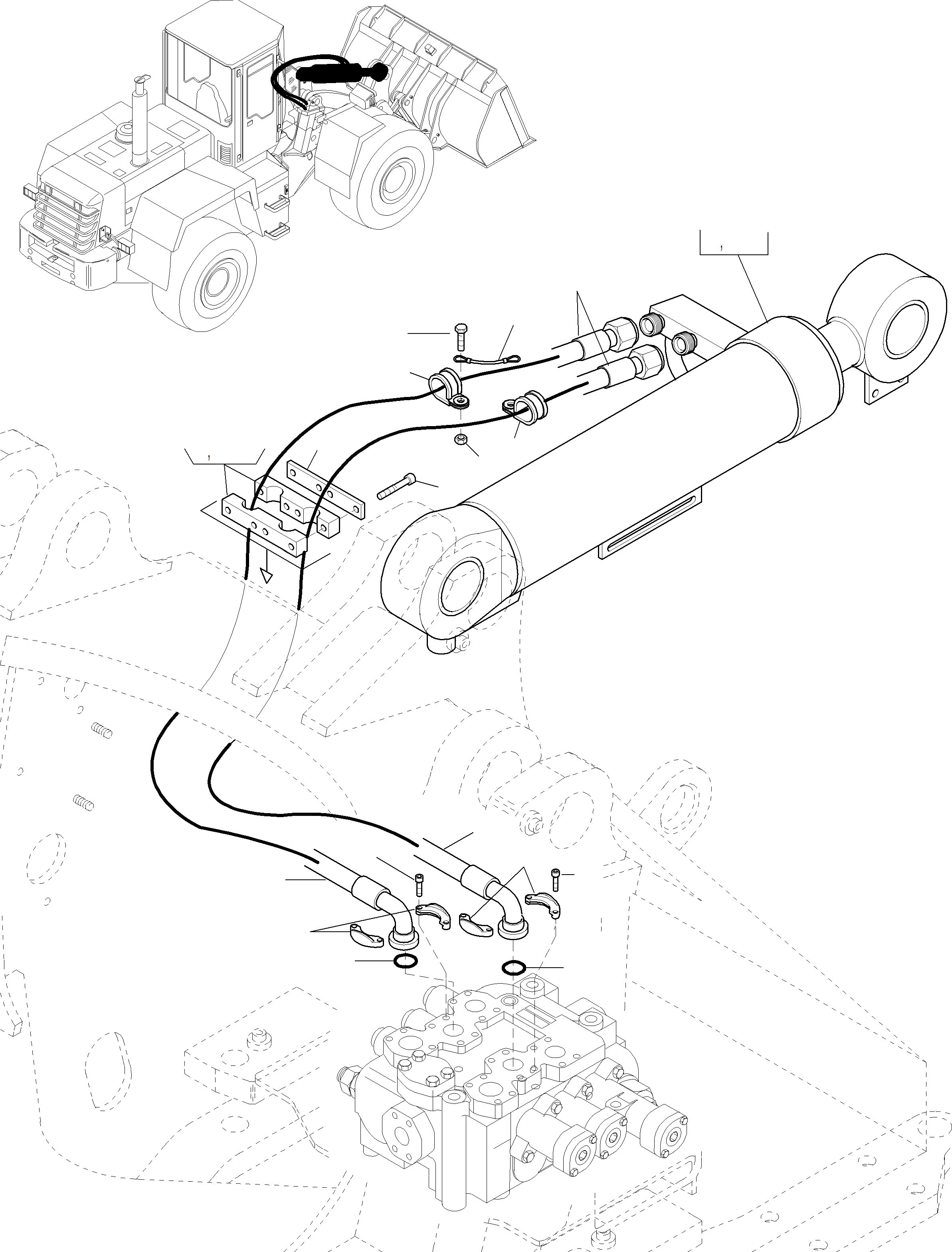 Схема запчастей Komatsu WA270-3 active - ЦИЛИНДР КОВША И ТРУБЫS ГИДРАВЛИКА