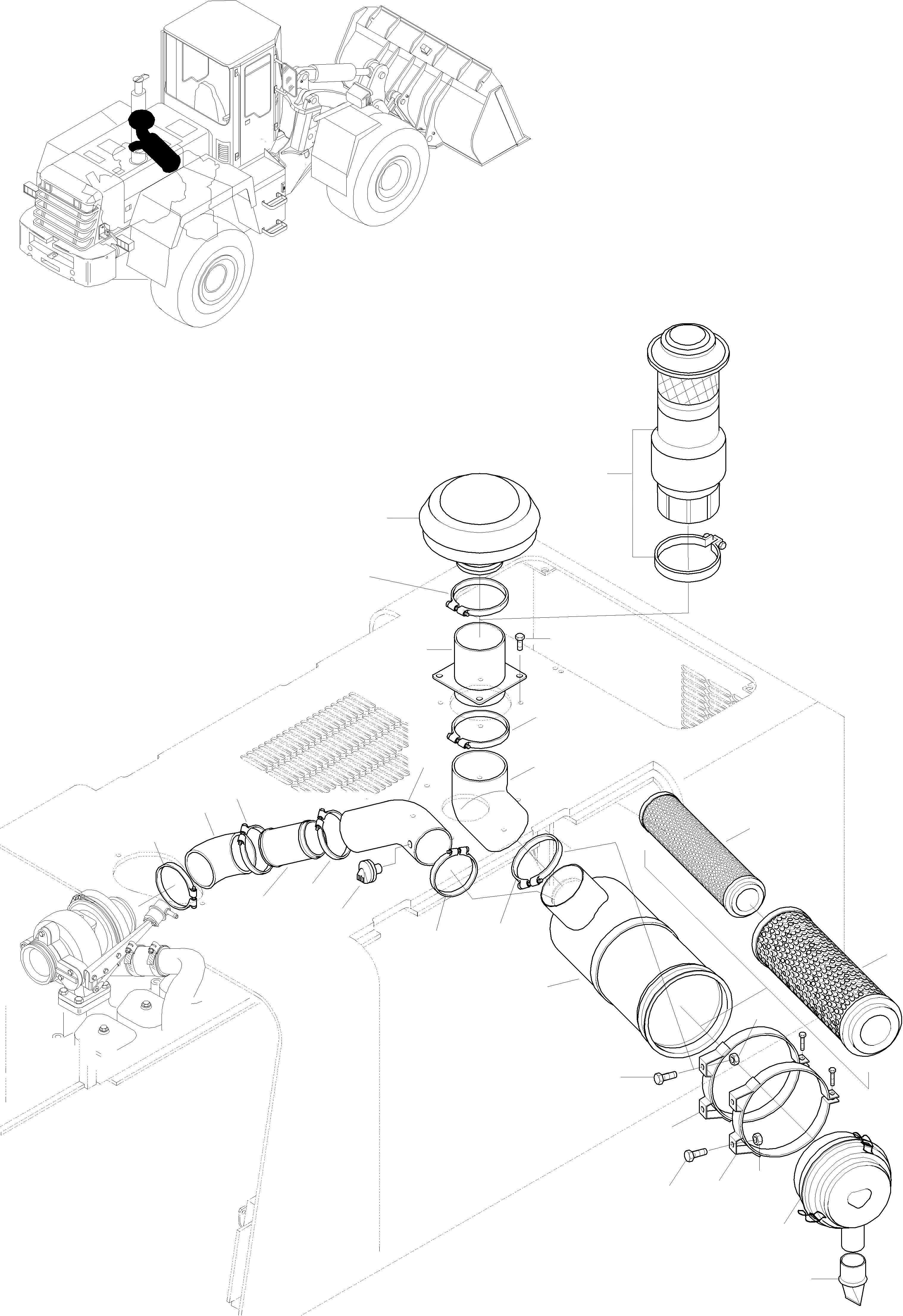 Схема запчастей Komatsu WA270-3 active - ВОЗД. ФИЛЬТР. СИСТЕМА, СТАНДАРТН. ДВИГАТЕЛЬ, КРЕПЛЕНИЕ ДВИГАТЕЛЯ