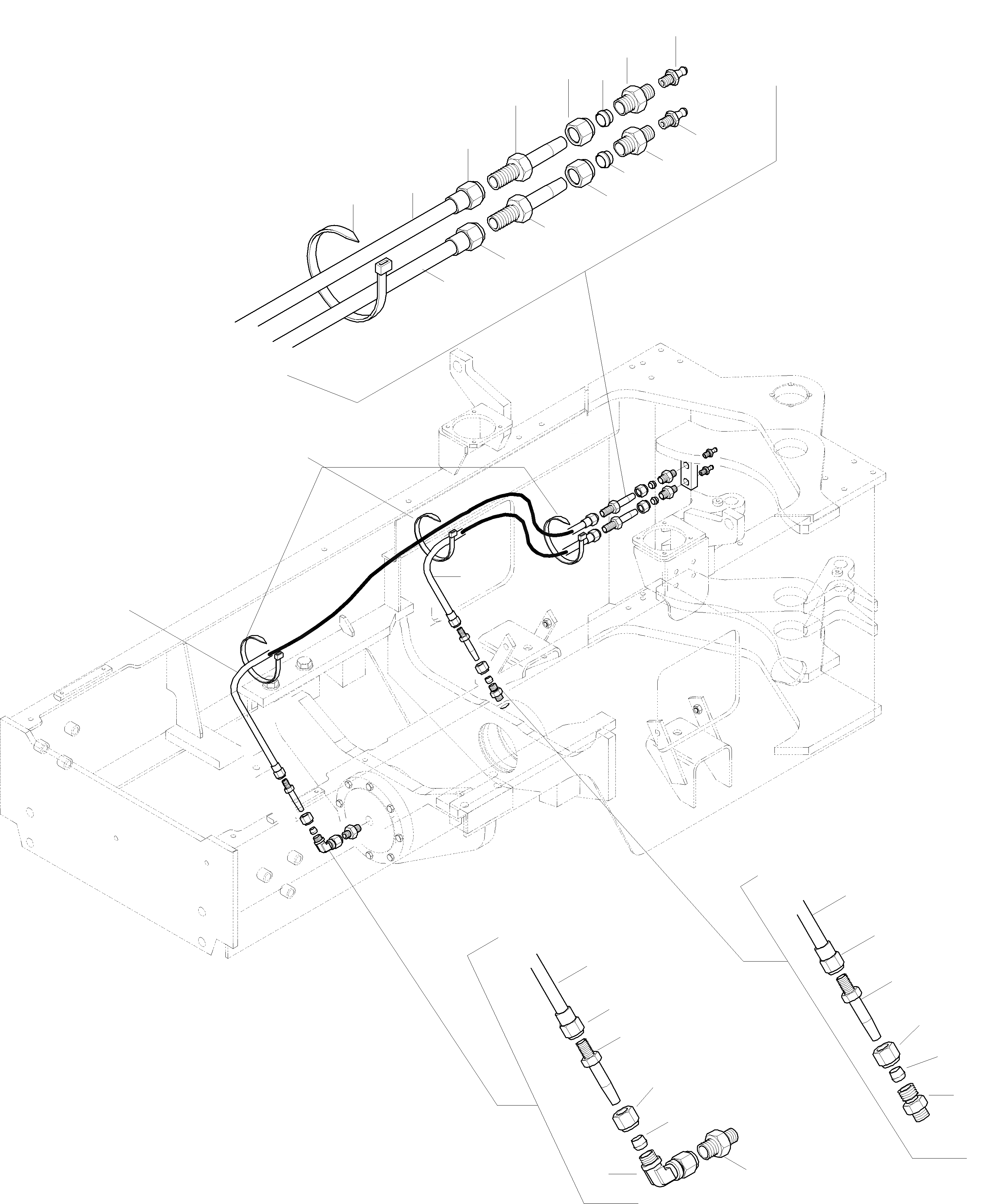 Схема запчастей Komatsu WA270PT-3 active - ЗАДН. РАМА, СМАЗКА PIPE РАМА
