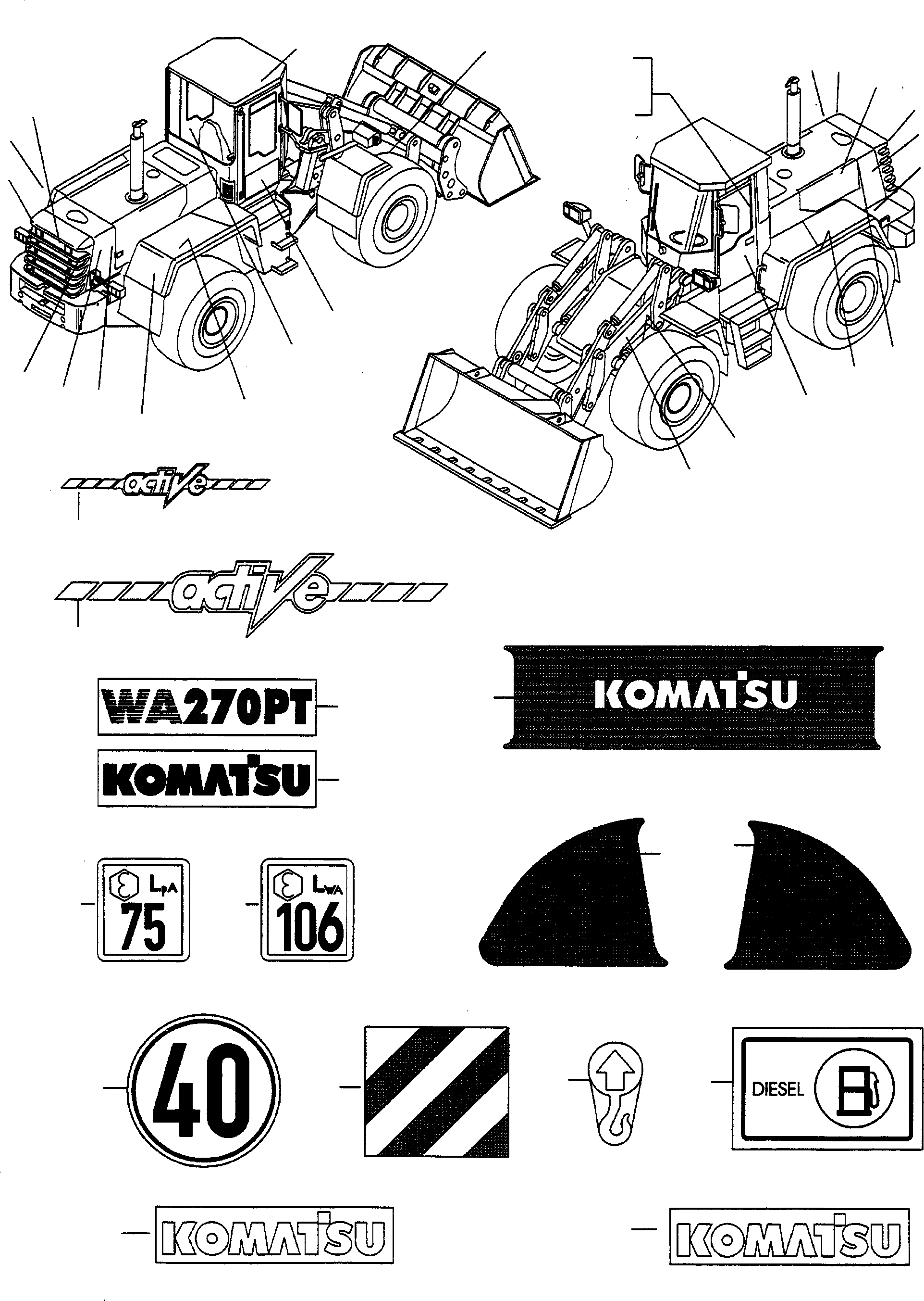 Схема запчастей Komatsu WA270PT-3 active - БУКВЕНН. ИНСТРУМЕНТ, АКСЕССУАРЫ, БУКВЕНН.