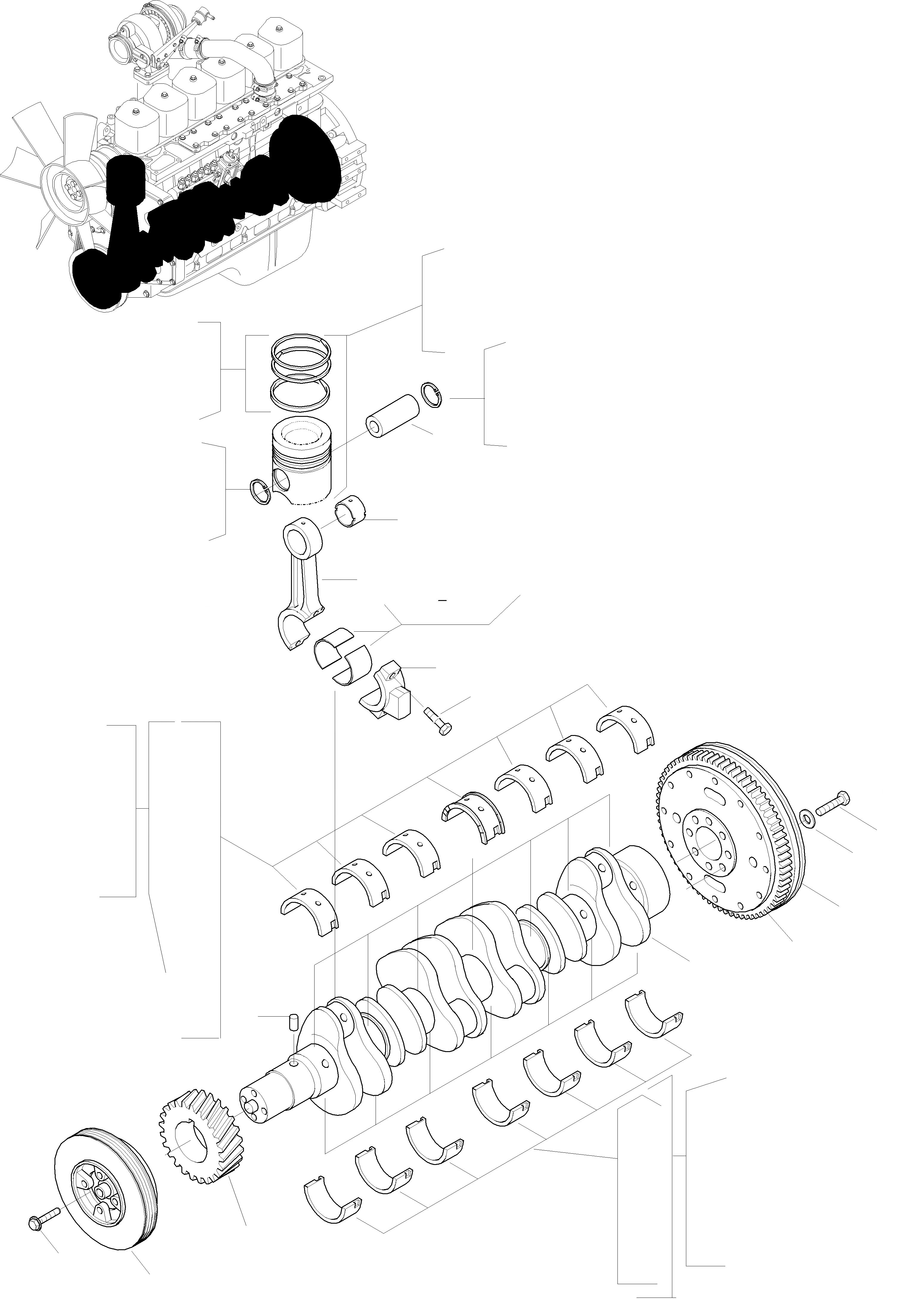 Схема запчастей Komatsu WA270PT-3 active - CRANK ASSEMBLY ДВИГАТЕЛЬ, КРЕПЛЕНИЕ ДВИГАТЕЛЯ