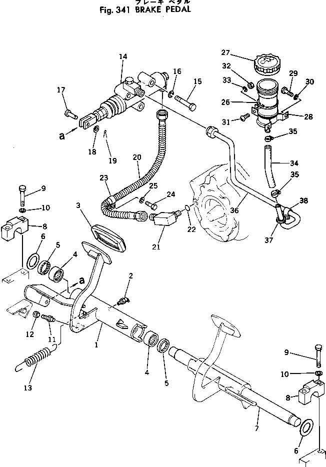 Схема запчастей Komatsu WA30-1 - ПЕДАЛЬ ТОРМОЗА ПРИВОДВАЛ¤ ДИФФЕРЕНЦ. И КОЛЕСА