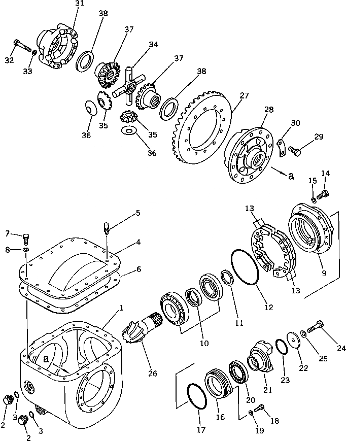 Схема запчастей Komatsu WA30-2 - ПЕРЕДНИЙ ДИФФЕРЕНЦИАЛ ВЕДУЩ. ВАЛ¤ ДИФФЕРЕНЦ. И КОЛЕСА