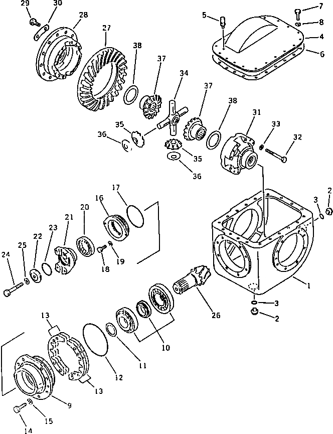 Схема запчастей Komatsu WA30-2 - ЗАДНИЙ ДИФФЕРЕНЦИАЛ ВЕДУЩ. ВАЛ¤ ДИФФЕРЕНЦ. И КОЛЕСА