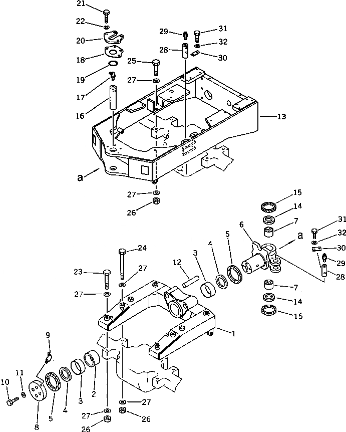 Схема запчастей Komatsu WA30-2 - РАМА(№-) РАМА И ЧАСТИ КОРПУСА