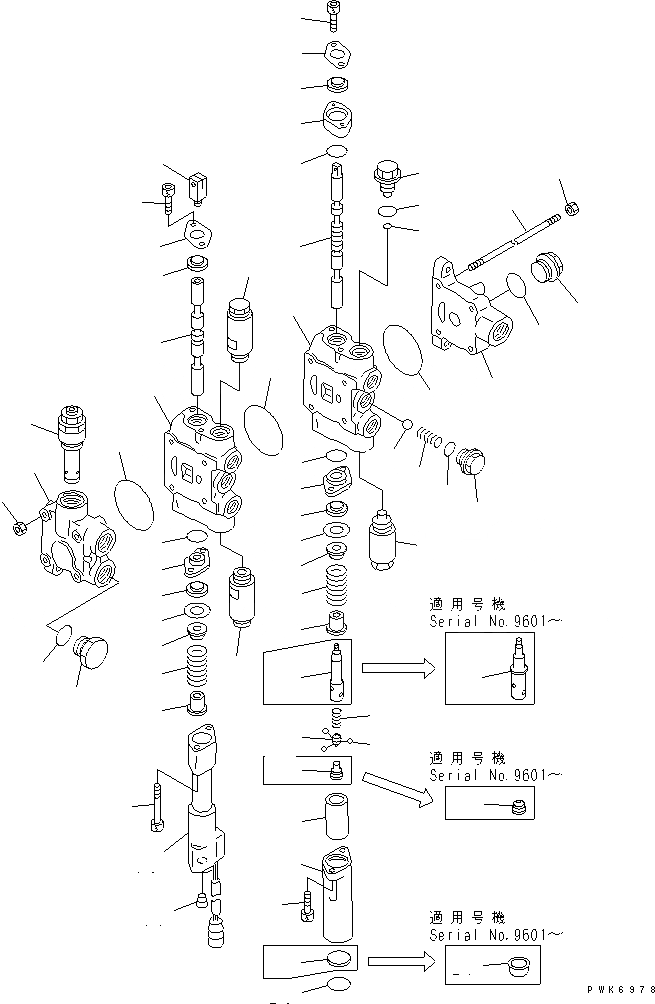 Схема запчастей Komatsu WA30-3 - 2-Х СЕКЦИОНН. УПРАВЛЯЮЩ. КЛАПАН (/) УПРАВЛ-Е РАБОЧИМ ОБОРУДОВАНИЕМ