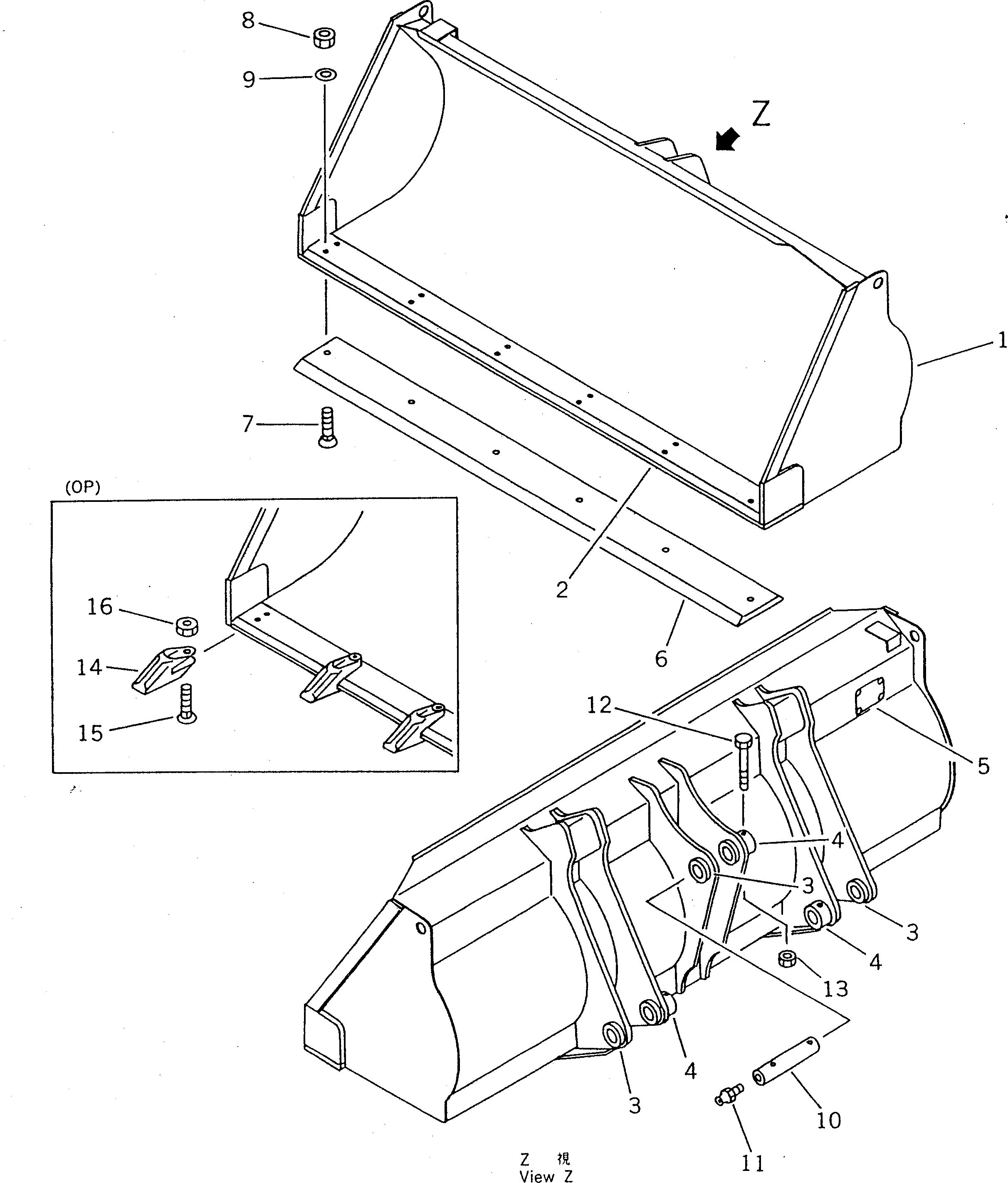 Схема запчастей Komatsu WA30-3 - КОВШ РАБОЧЕЕ ОБОРУДОВАНИЕ