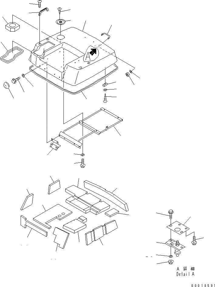 Схема запчастей Komatsu WA30-5-CB - КАПОТ (С ОБОГРЕВ-ЛЕМ И АНТИОБЛЕДЕНИТЕЛЬ) ЧАСТИ КОРПУСА