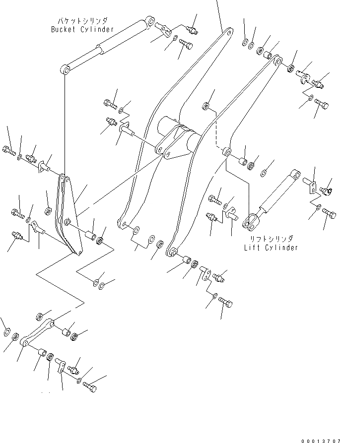 Схема запчастей Komatsu WA30-5-CB - РУКОЯТЬ И КОЛЕНЧАТЫЙ РЫЧАГ РАБОЧЕЕ ОБОРУДОВАНИЕ