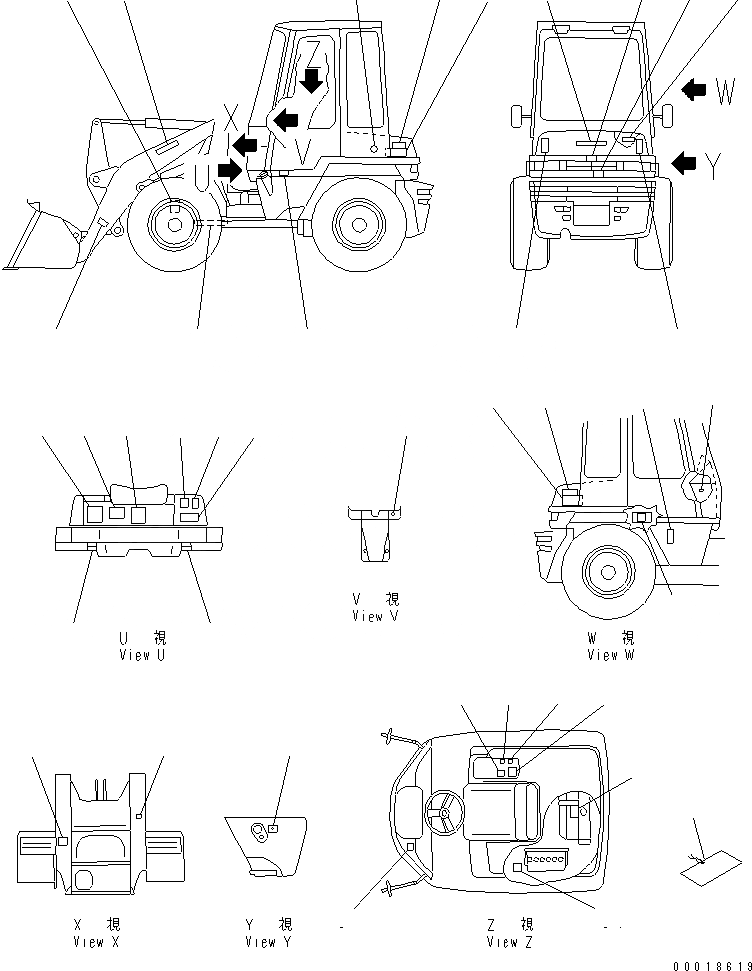 Схема запчастей Komatsu WA30-5-CB - МАРКИРОВКА (С КАБИНОЙ) (ЯПОН.) МАРКИРОВКА